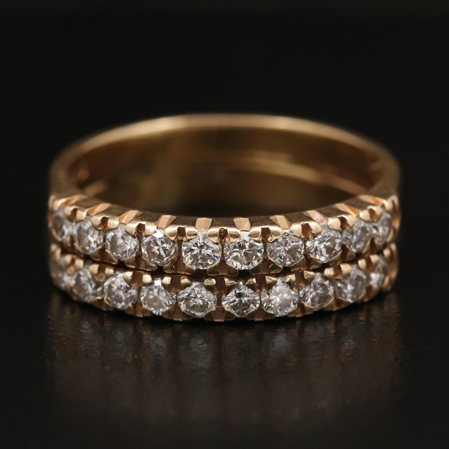 14K Diamond Double Band