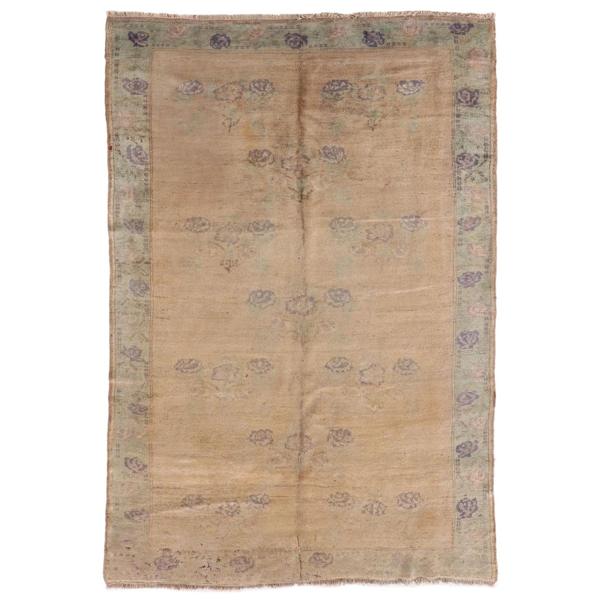 5'3 x 8'10 Hand-Knotted Chinese Floral Wool Area Rug