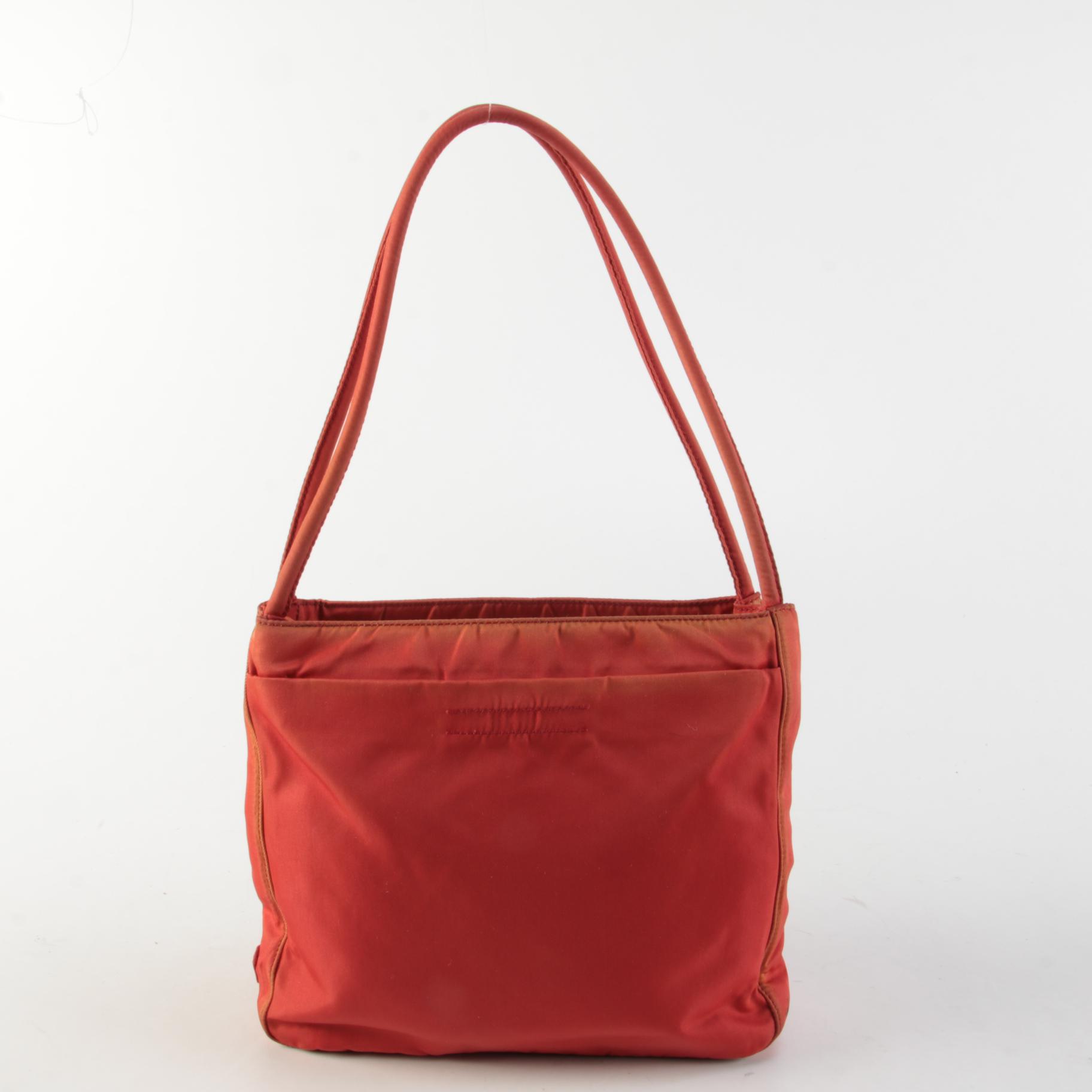 Prada Red/Orange Nylon Shoulder Bag