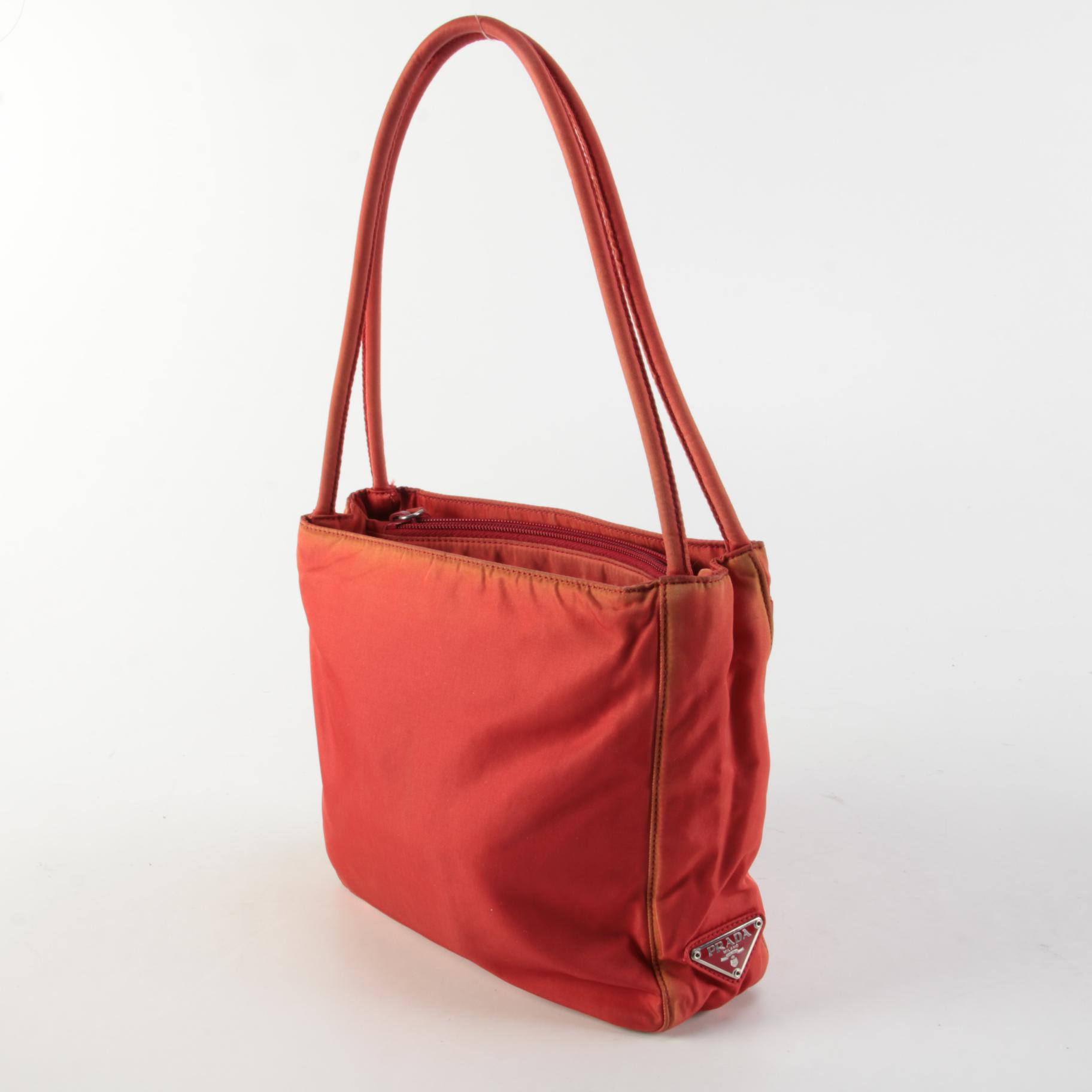 Prada Red/Orange Nylon Shoulder Bag
