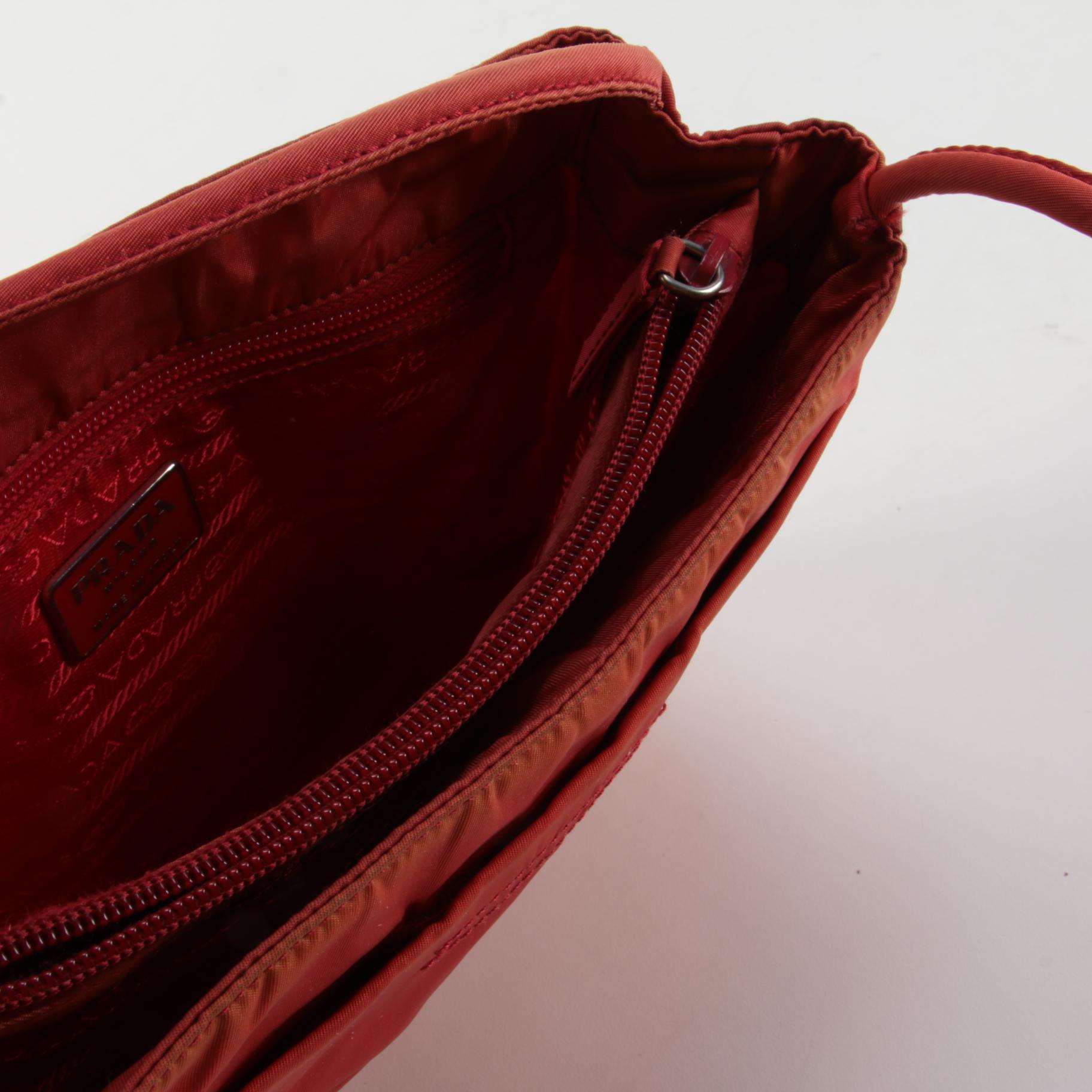 Prada Red/Orange Nylon Shoulder Bag