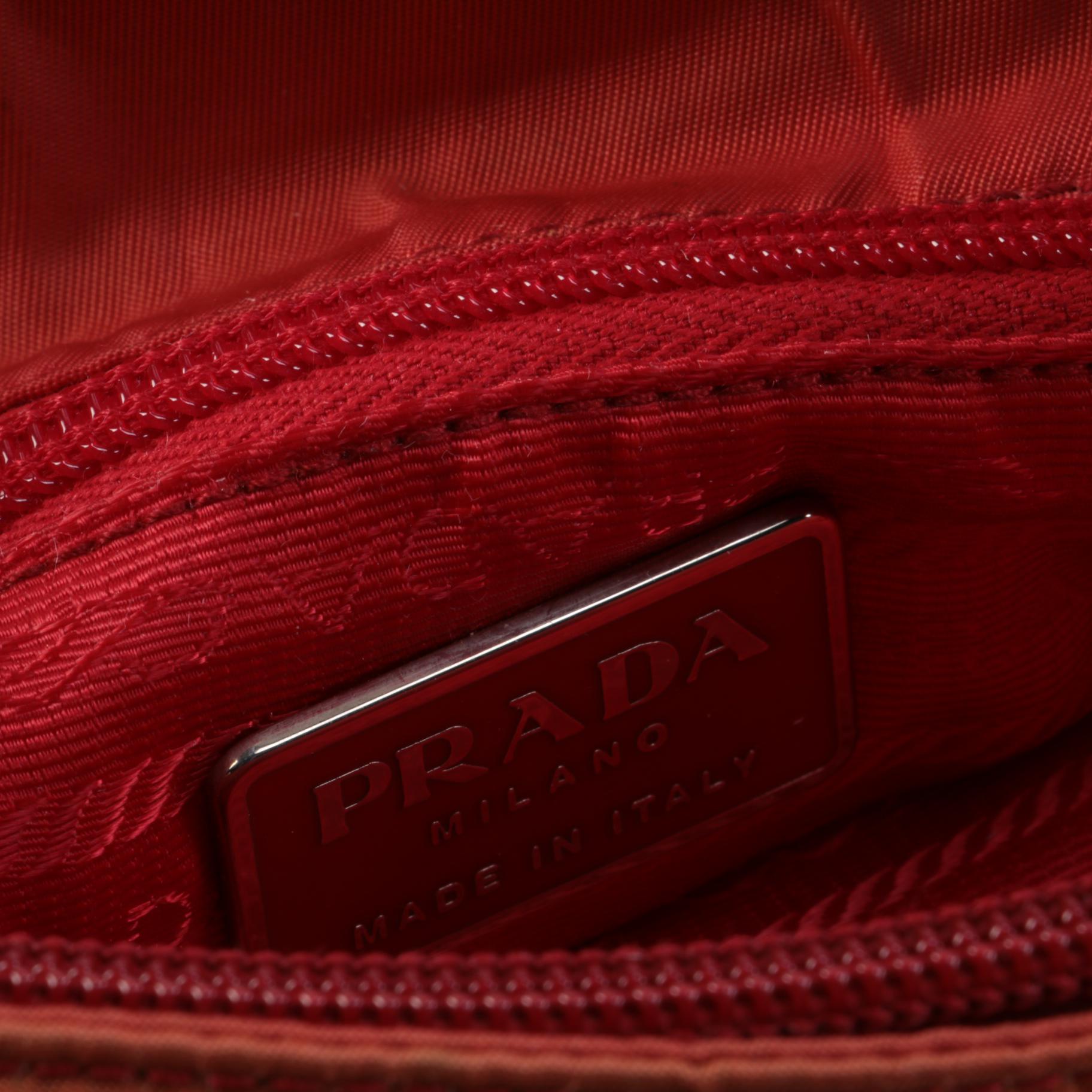 Prada Red/Orange Nylon Shoulder Bag