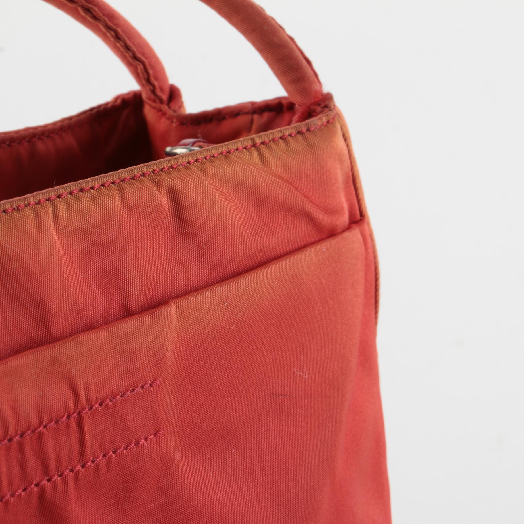 Prada Red/Orange Nylon Shoulder Bag