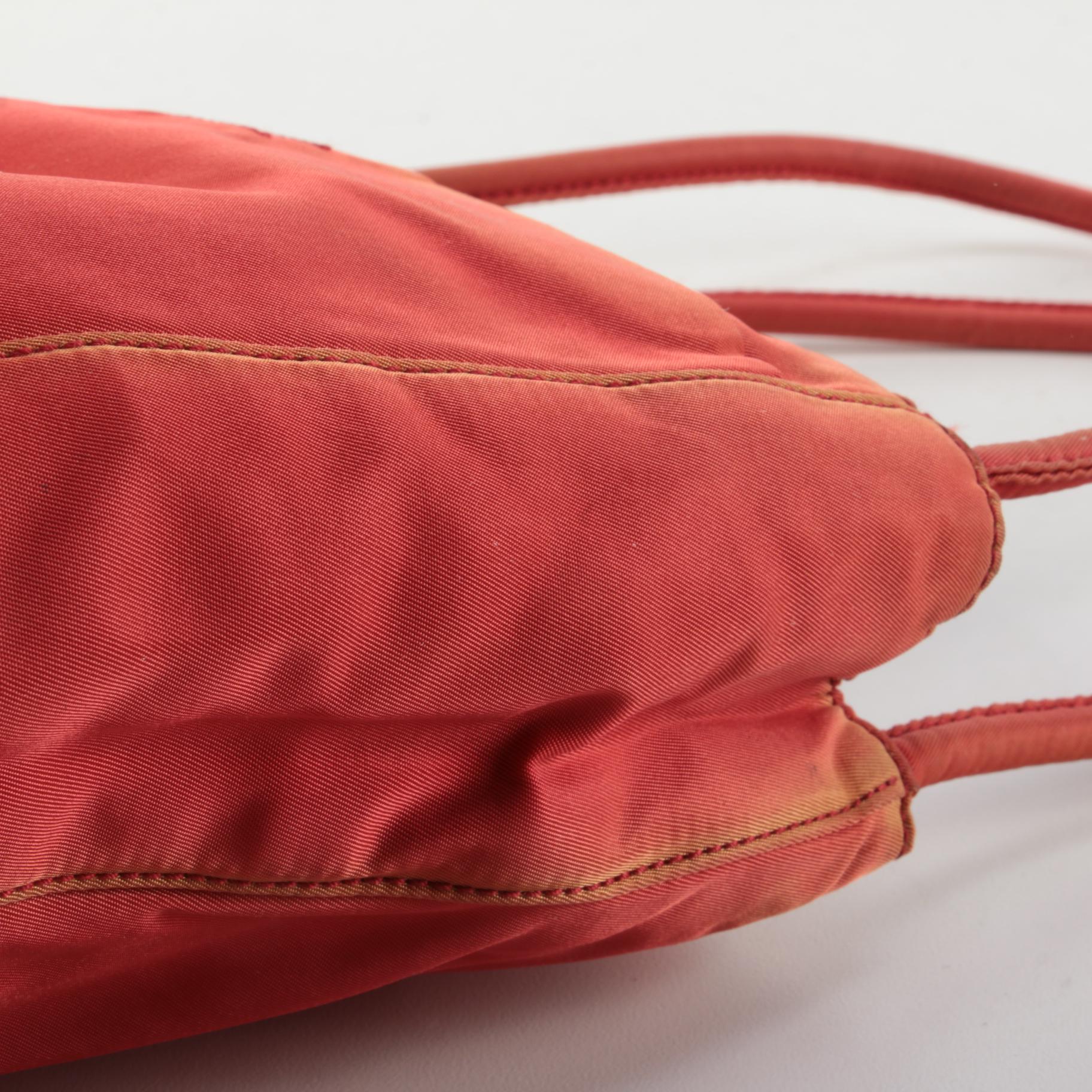 Prada Red/Orange Nylon Shoulder Bag