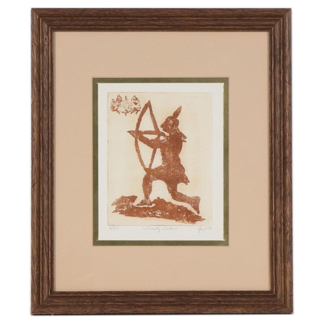 Joy Jackson Etching with Aquatint "Treaty Token," 1979