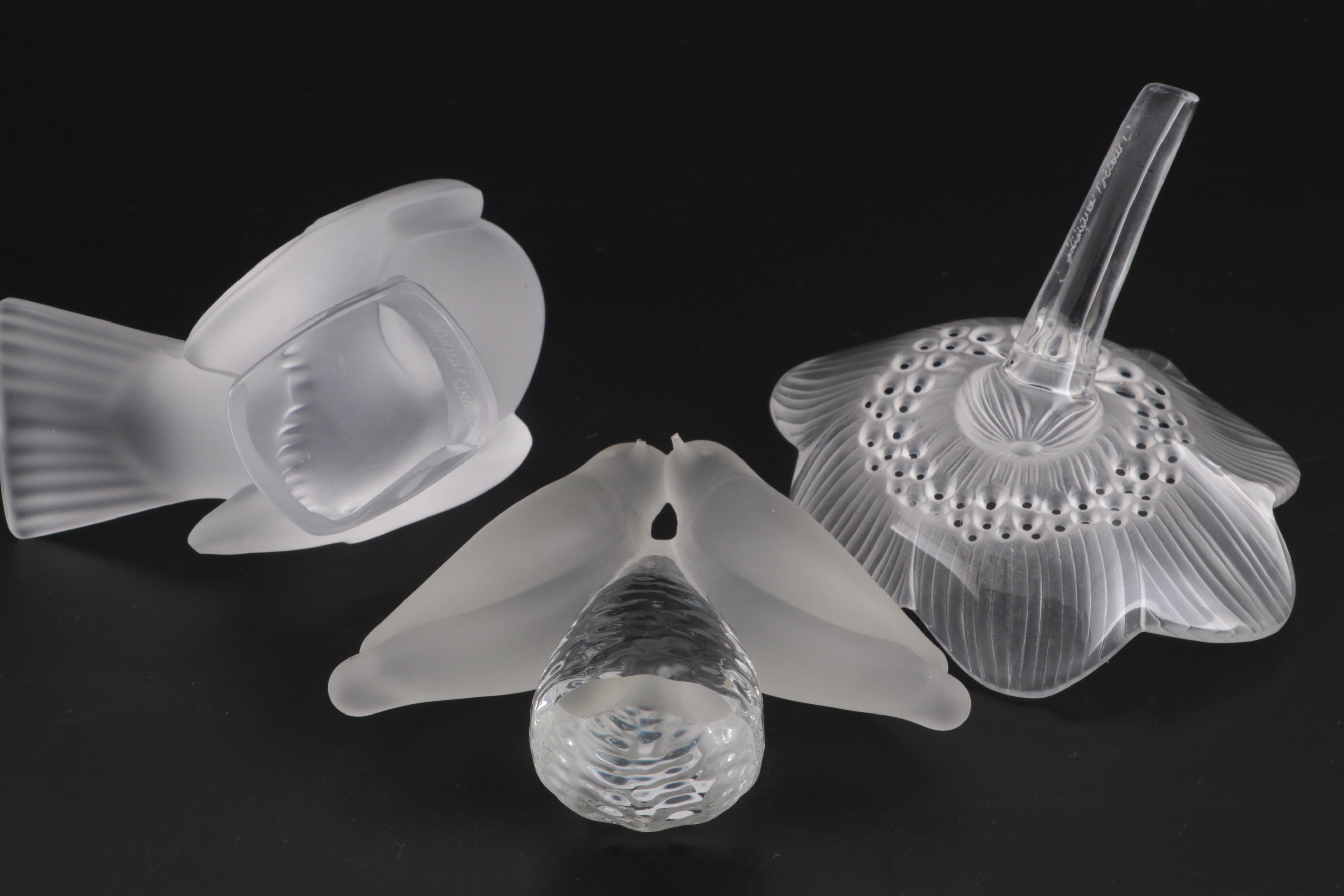 Lalique "Anemone" and "Moineau Moqueur" Crystal Figurines and More