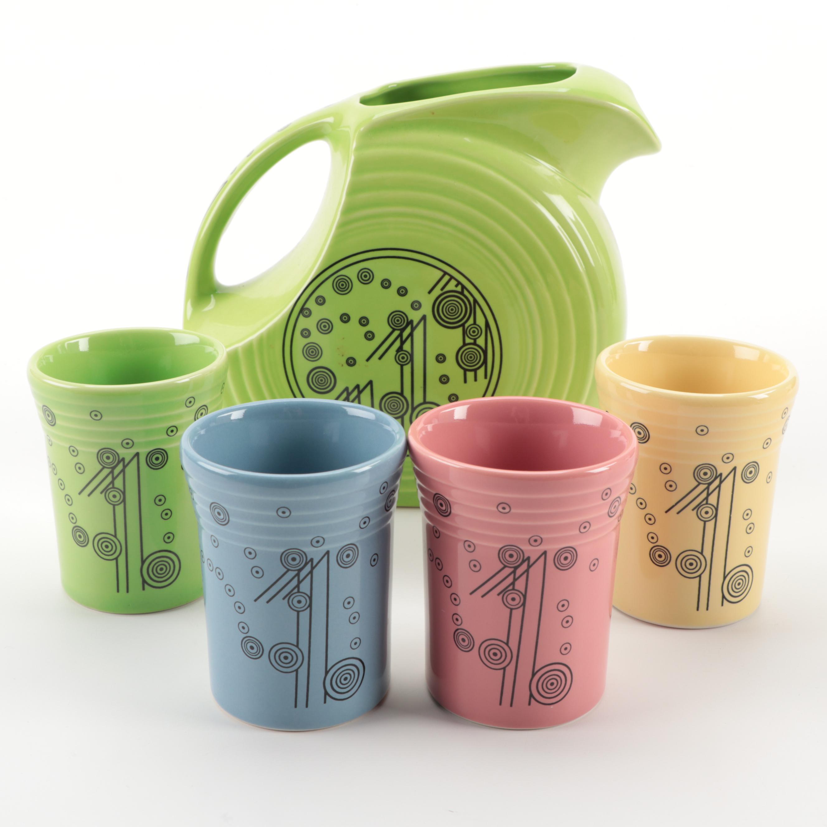 Homer Laughlin Co. Fiesta Pitcher with Tumblers