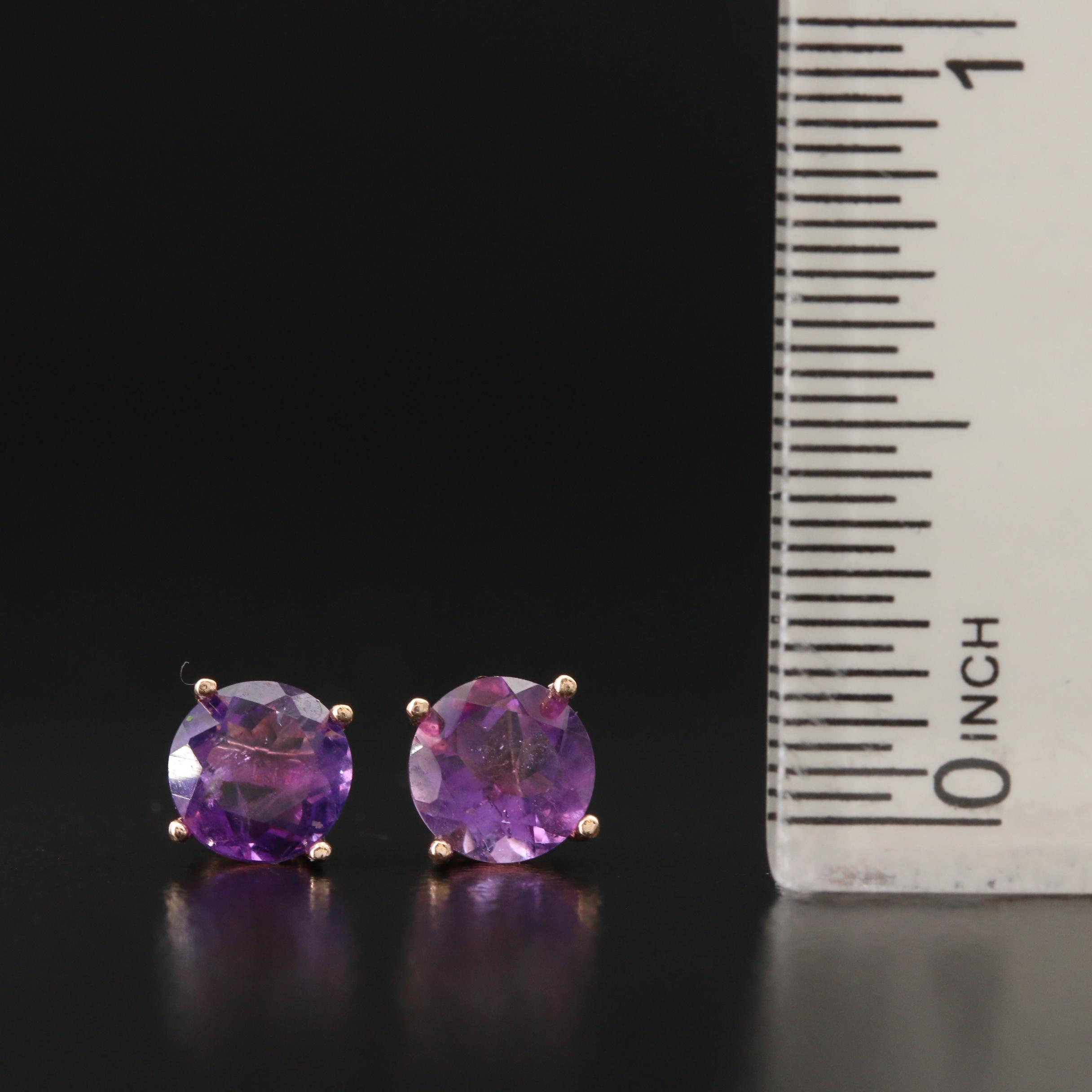 14K Amethysts Stud Earrings