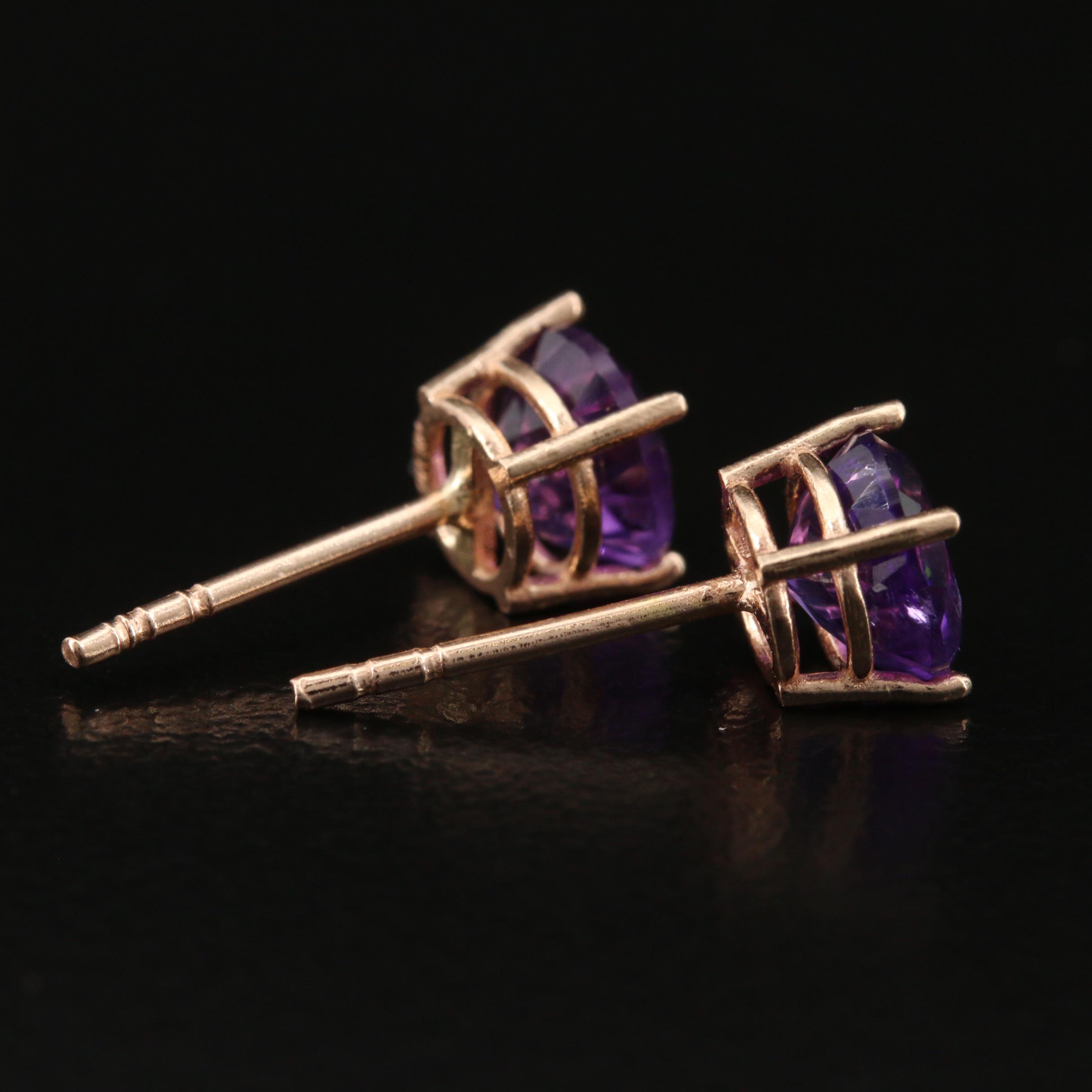 14K Amethysts Stud Earrings