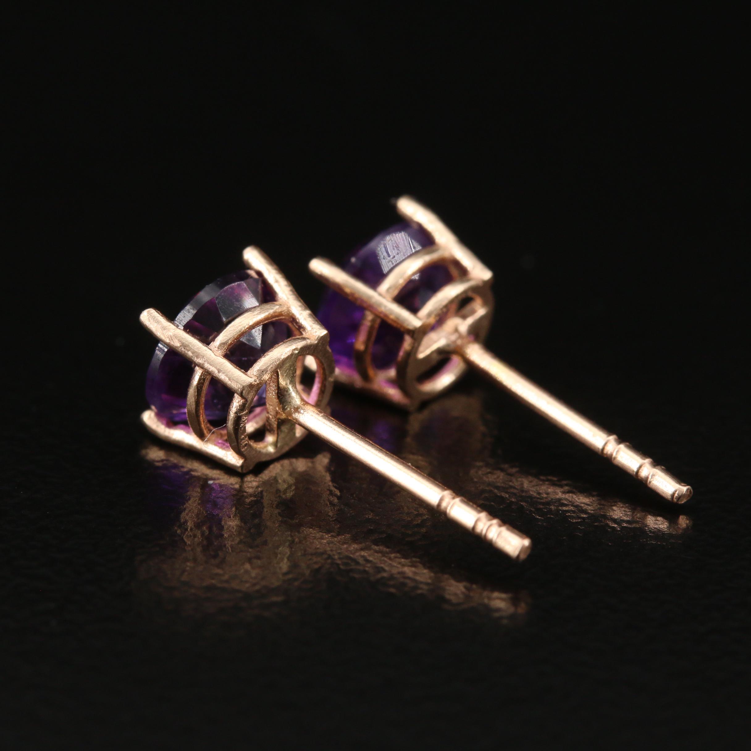 14K Amethysts Stud Earrings