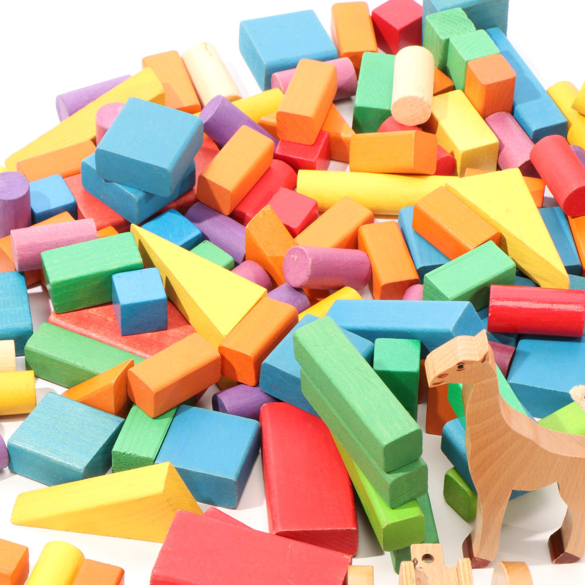 Playskool's "Village" with Assortment of Wooden Blocks, Train and Figures