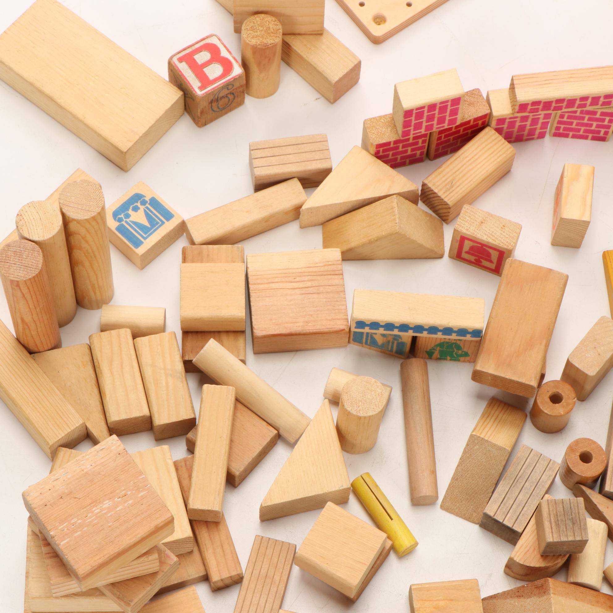 Playskool's "Village" with Assortment of Wooden Blocks, Train and Figures