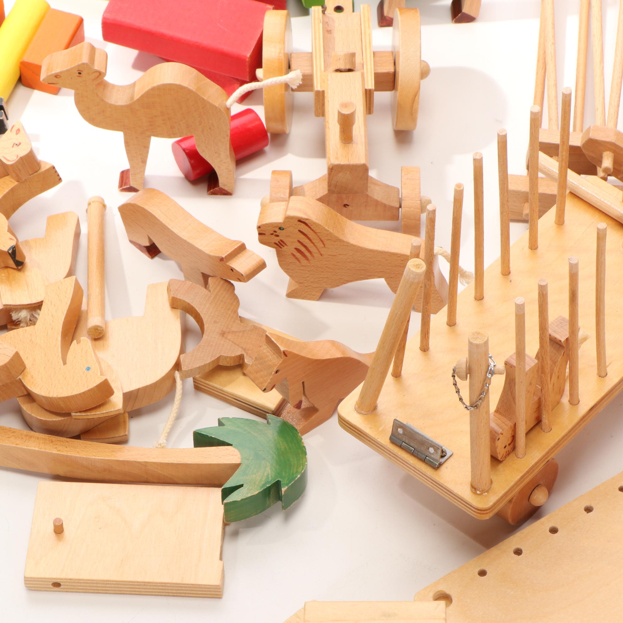 Playskool's "Village" with Assortment of Wooden Blocks, Train and Figures