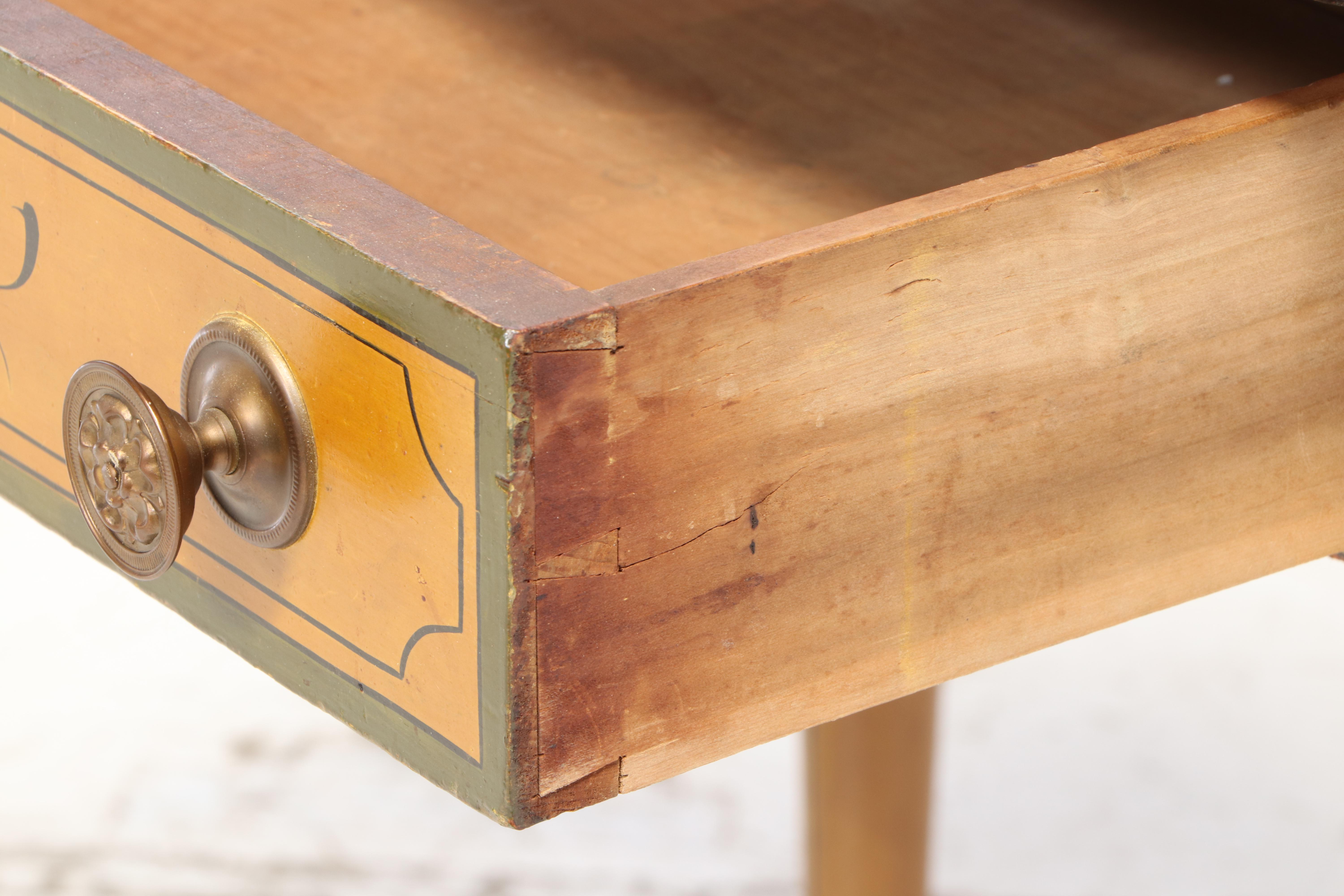 New England Painted and Stenciled Fancy Dressing Table, Prob. Maine, circa 1830