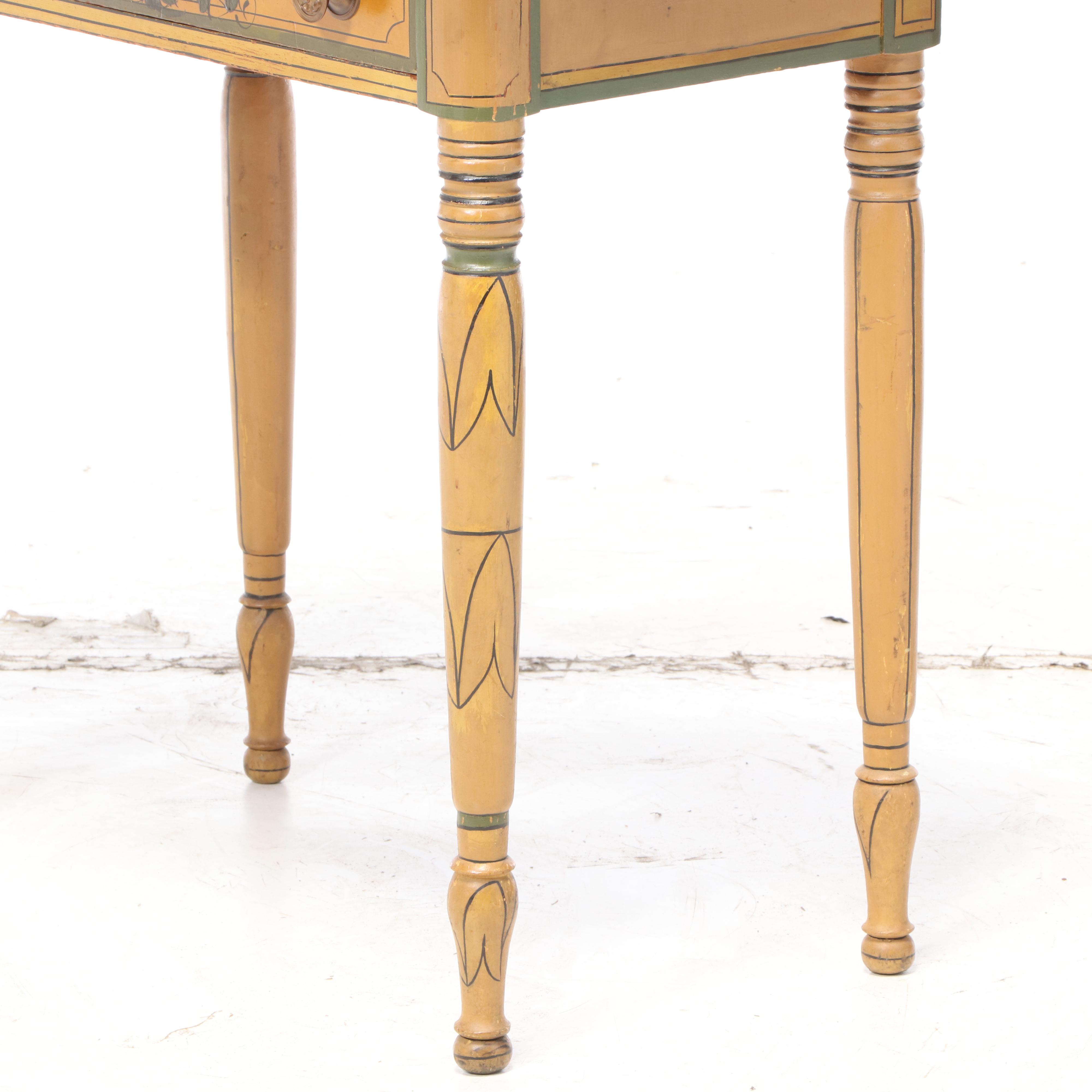 New England Painted and Stenciled Fancy Dressing Table, Prob. Maine, circa 1830