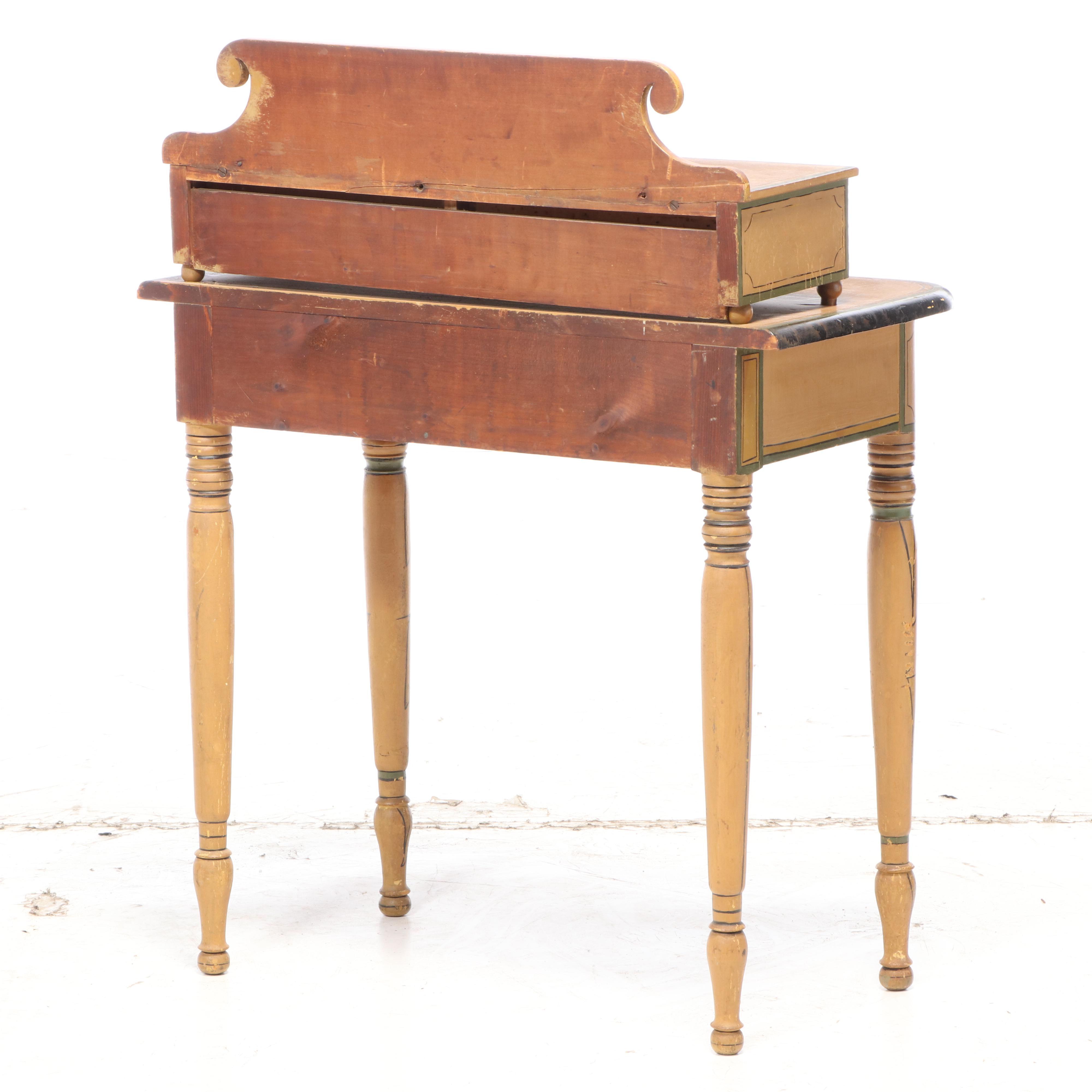 New England Painted and Stenciled Fancy Dressing Table, Prob. Maine, circa 1830
