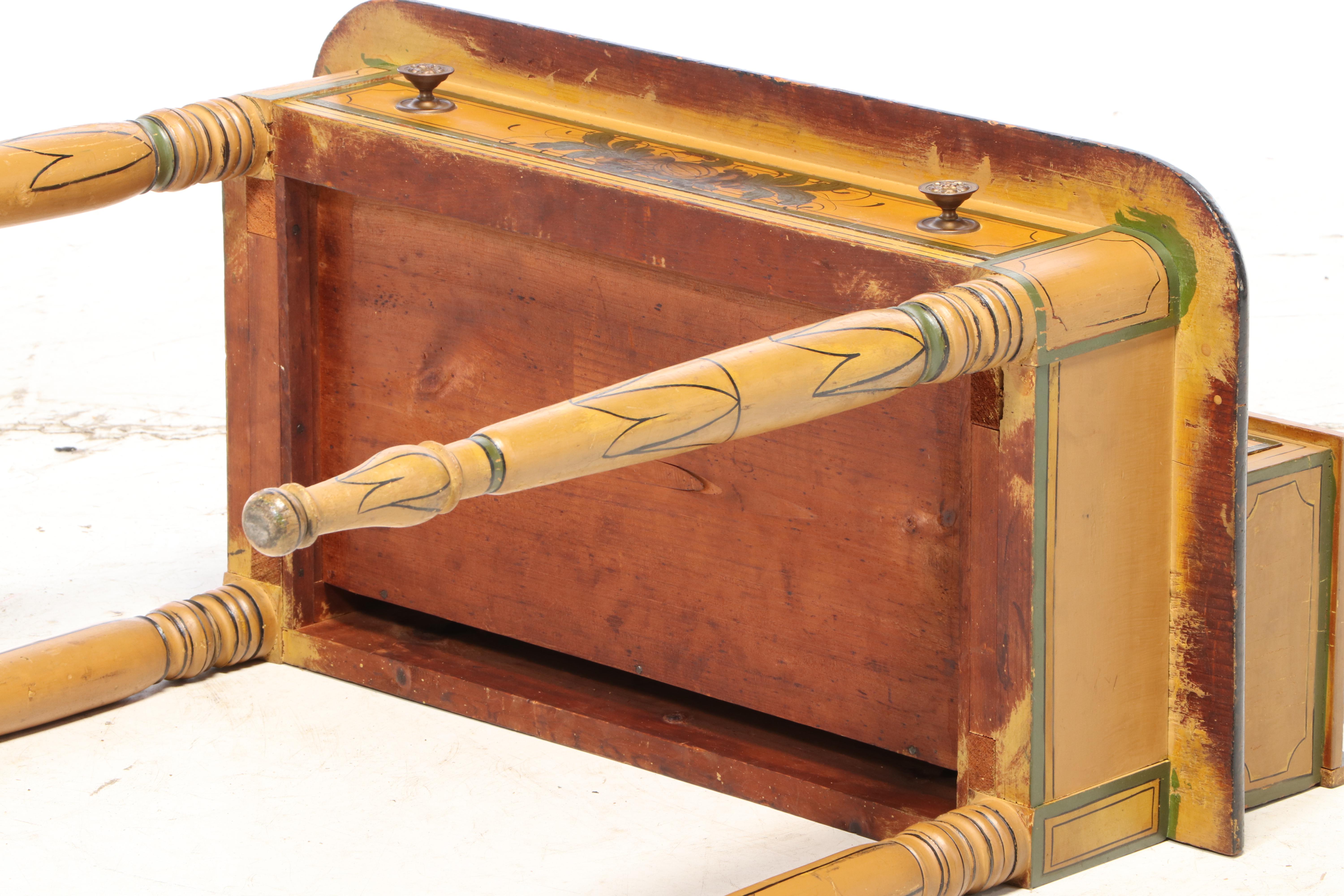 New England Painted and Stenciled Fancy Dressing Table, Prob. Maine, circa 1830