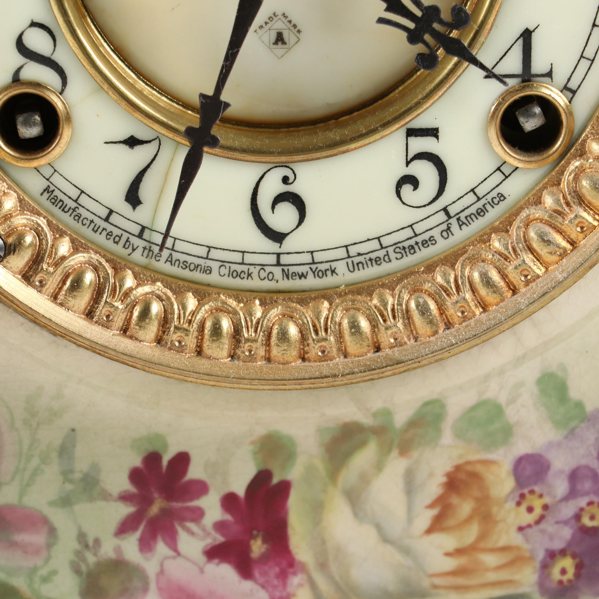 Royal Bonn  Ansonia Porcelain Mantel Clock, Early 20th Century
