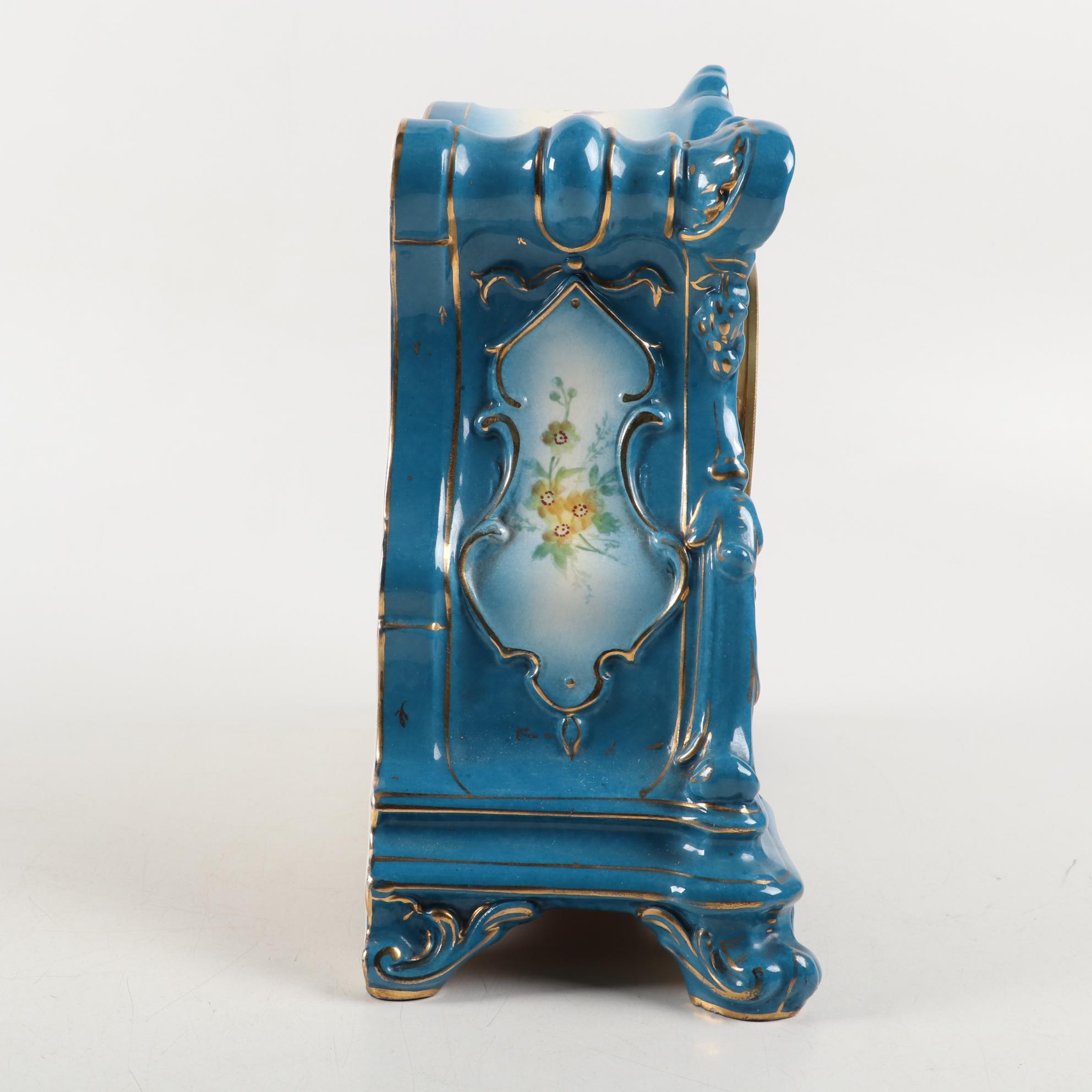 Royal Bonn  Ansonia Porcelain Mantel Clock, Early 20th Century