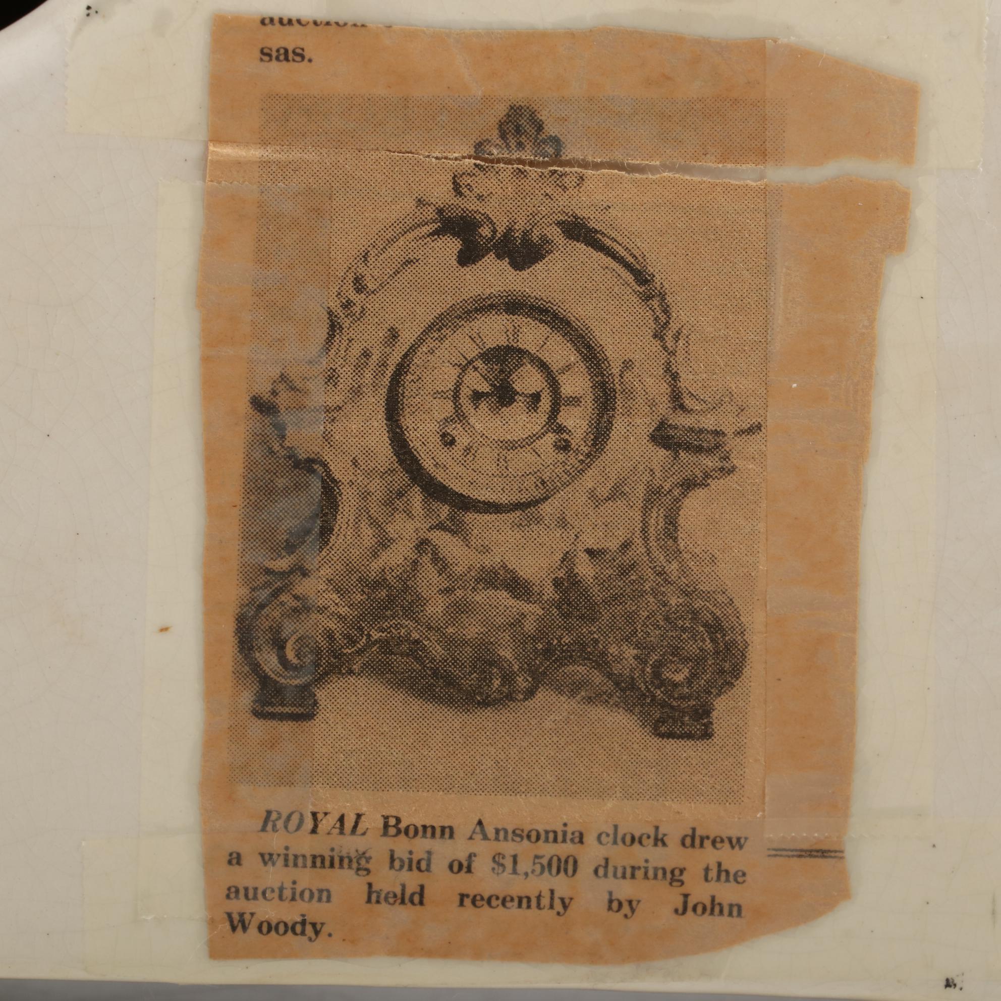 Royal Bonn  Ansonia Porcelain Mantel Clock, Early 20th Century