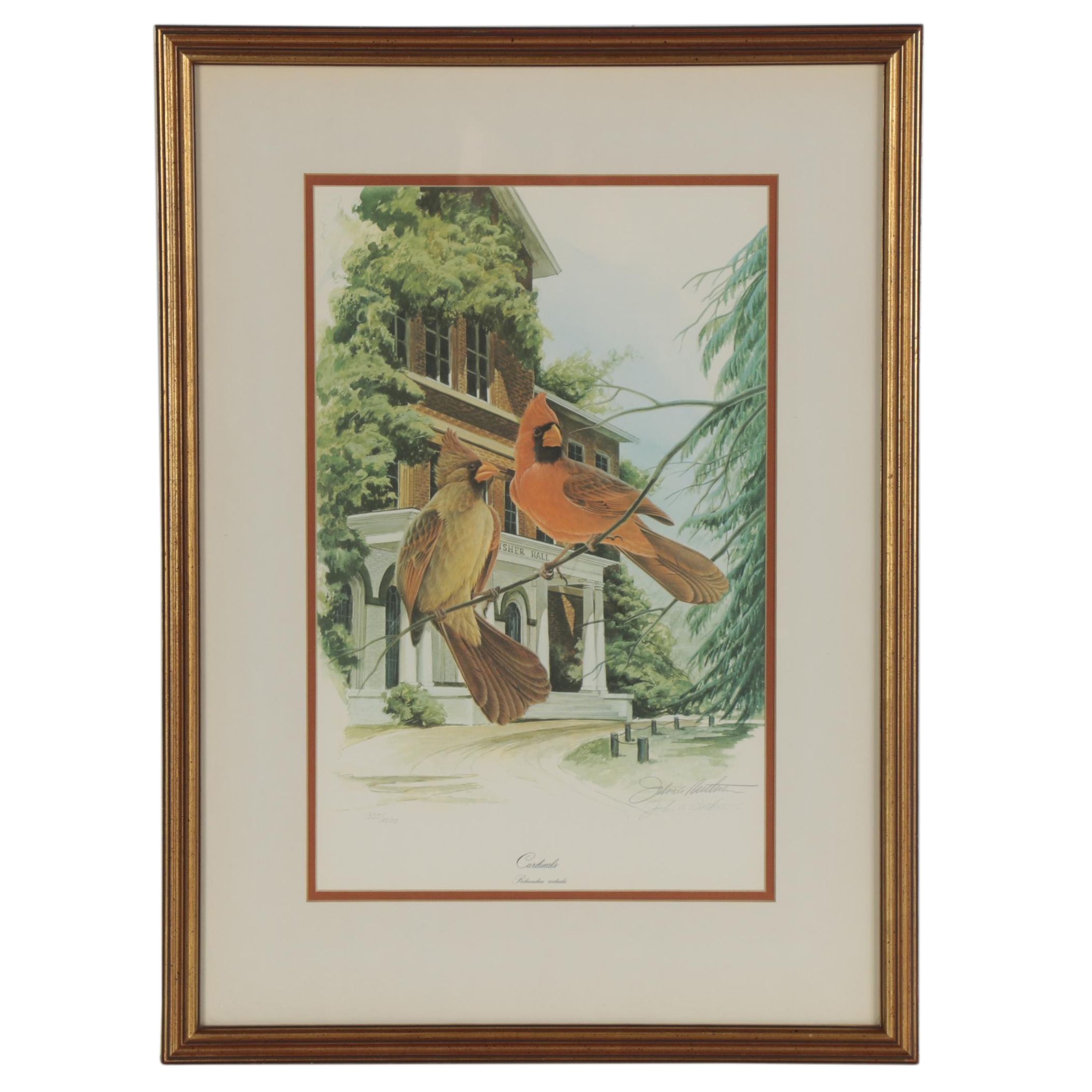 John A. Ruthven Offset Lithograph "Cardinals," Late 20th Century