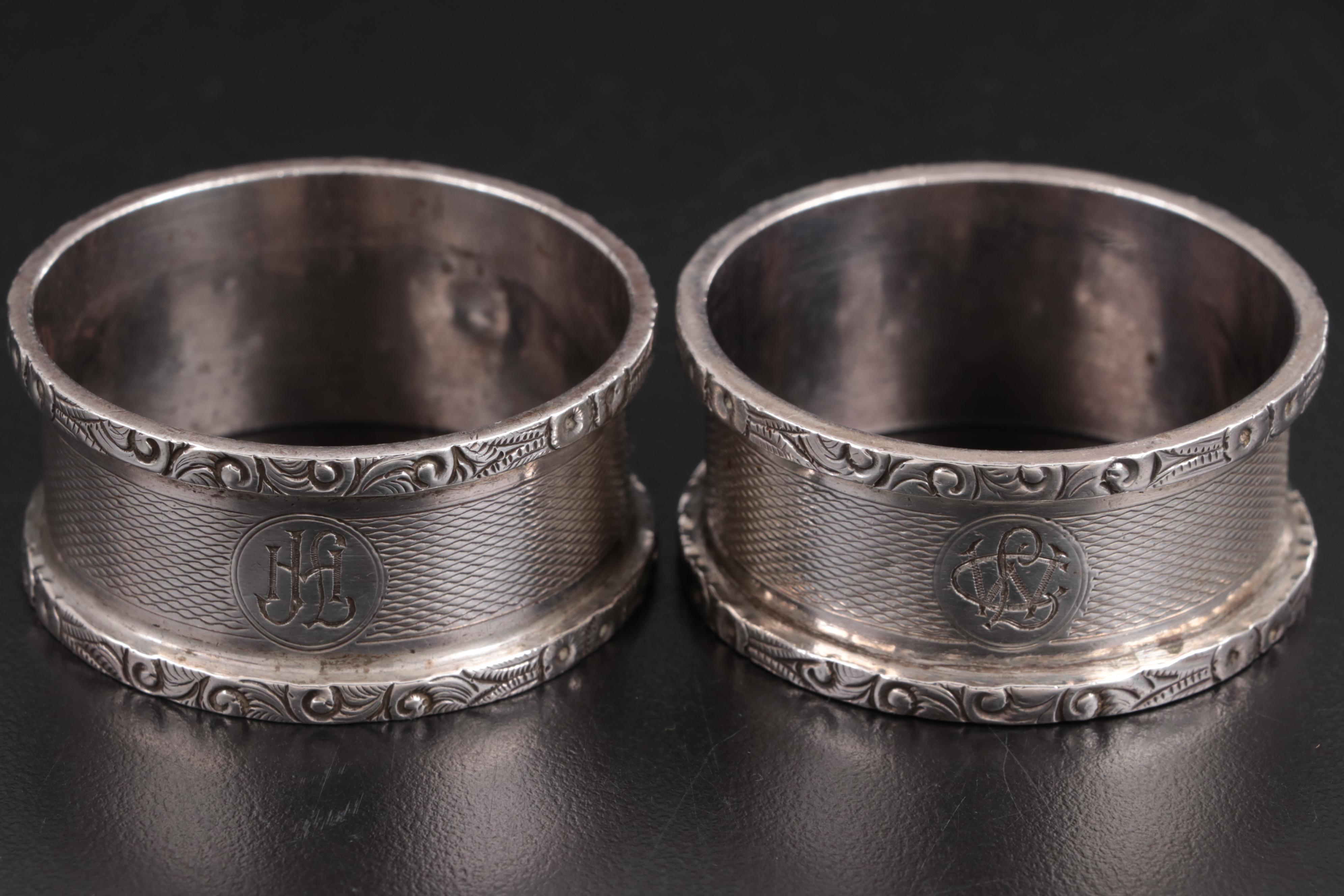 Joseph Gloster and C.J. Vander English Sterling Silver Napkin Rings