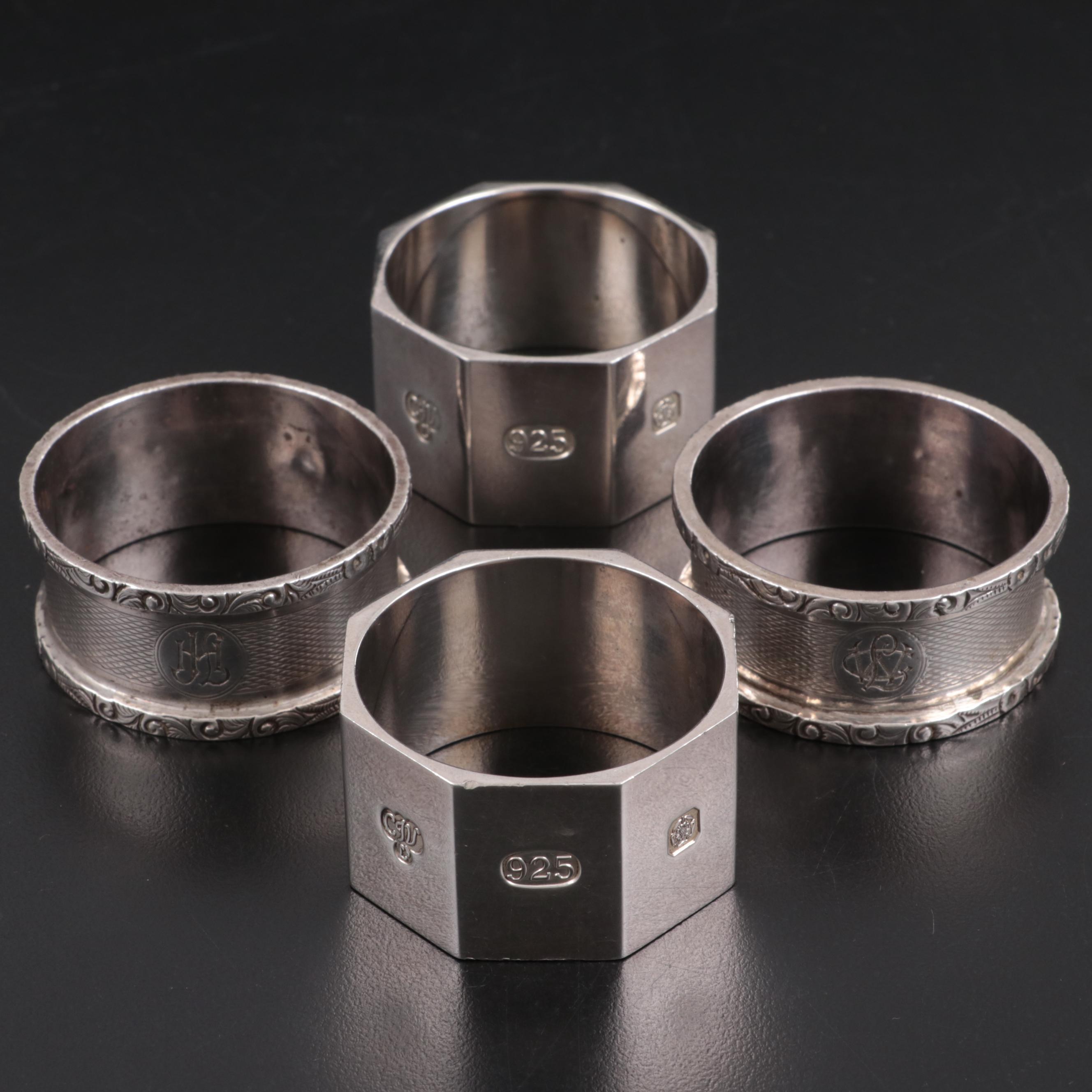 Joseph Gloster and C.J. Vander English Sterling Silver Napkin Rings