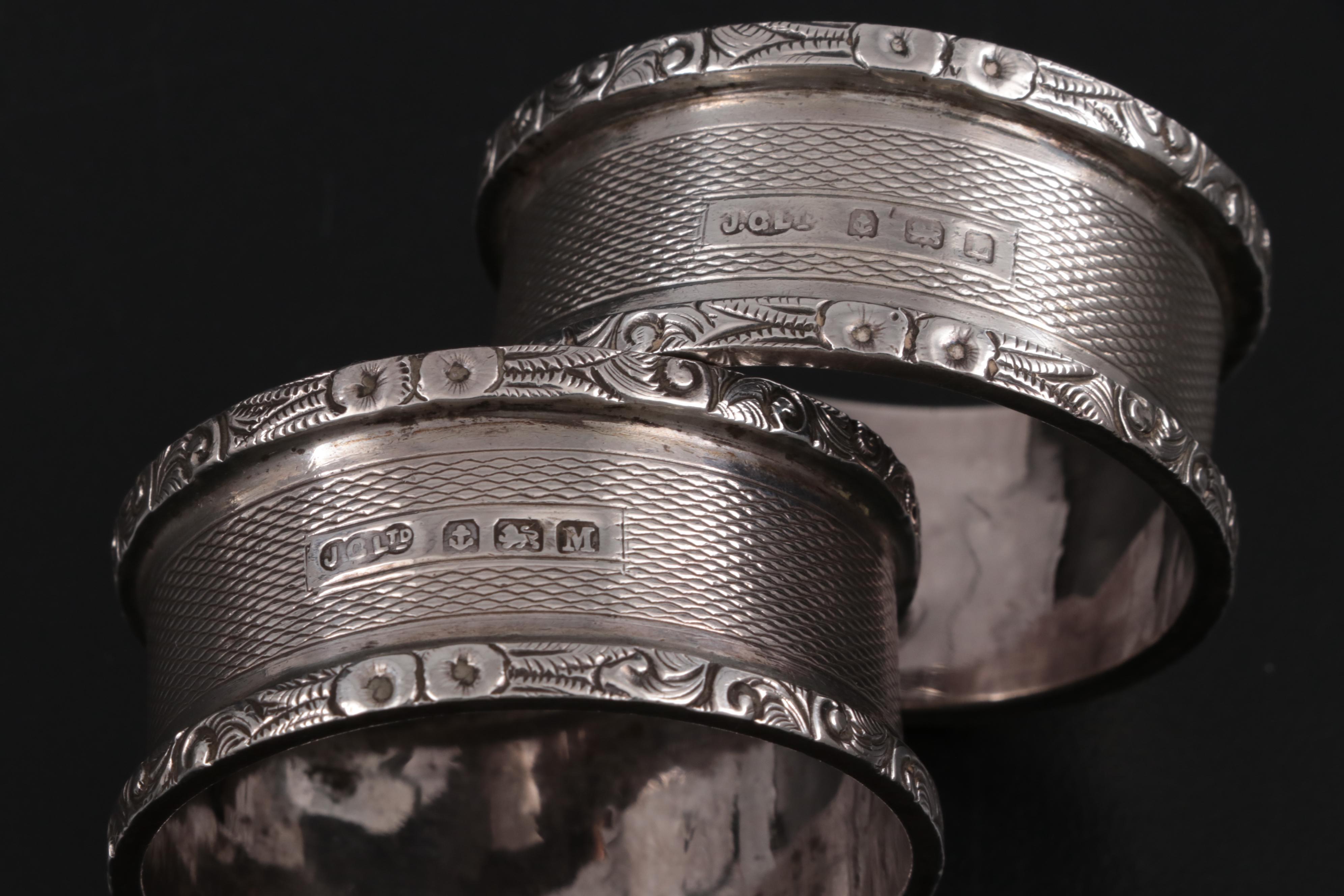 Joseph Gloster and C.J. Vander English Sterling Silver Napkin Rings