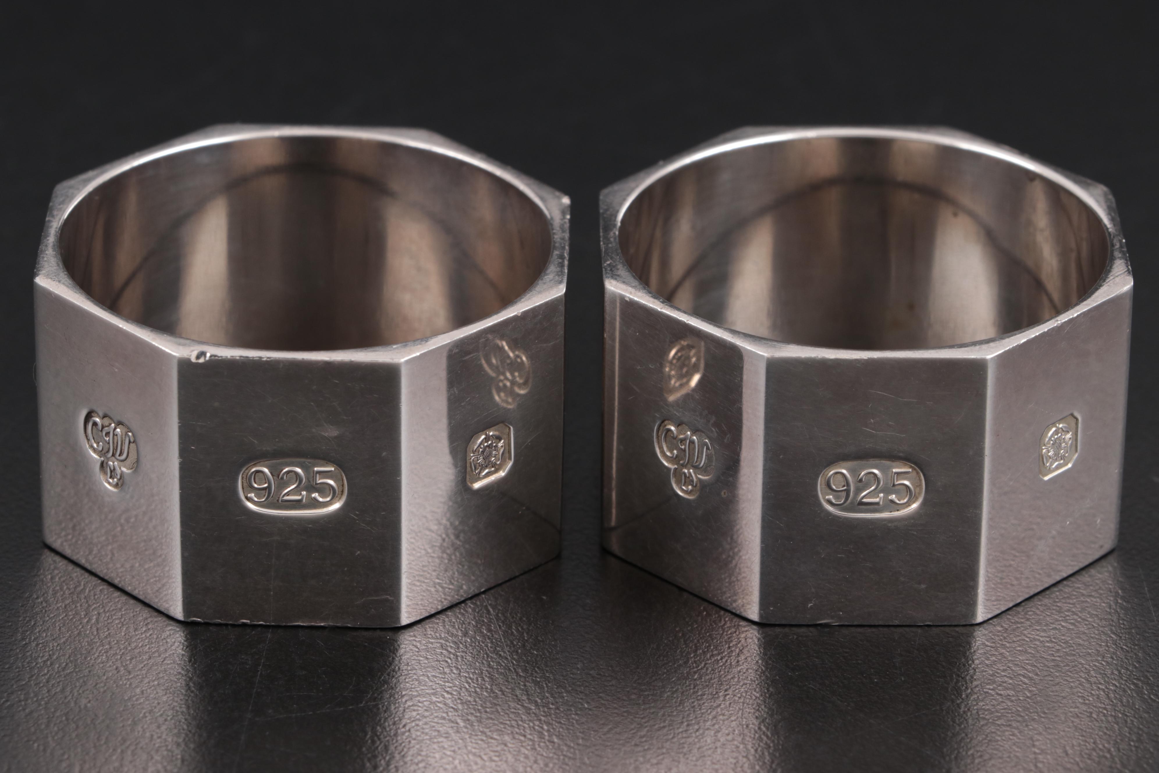 Joseph Gloster and C.J. Vander English Sterling Silver Napkin Rings