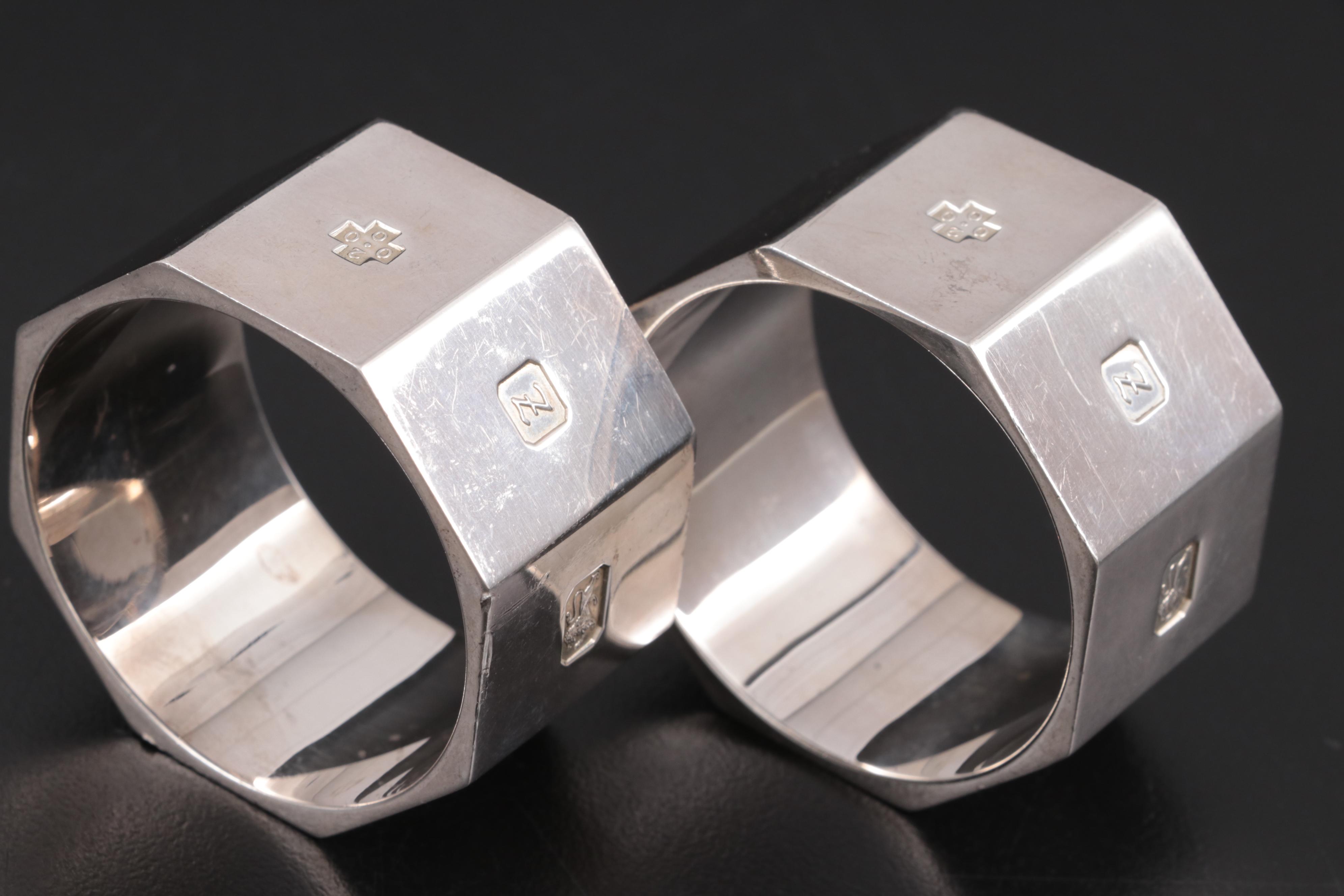 Joseph Gloster and C.J. Vander English Sterling Silver Napkin Rings