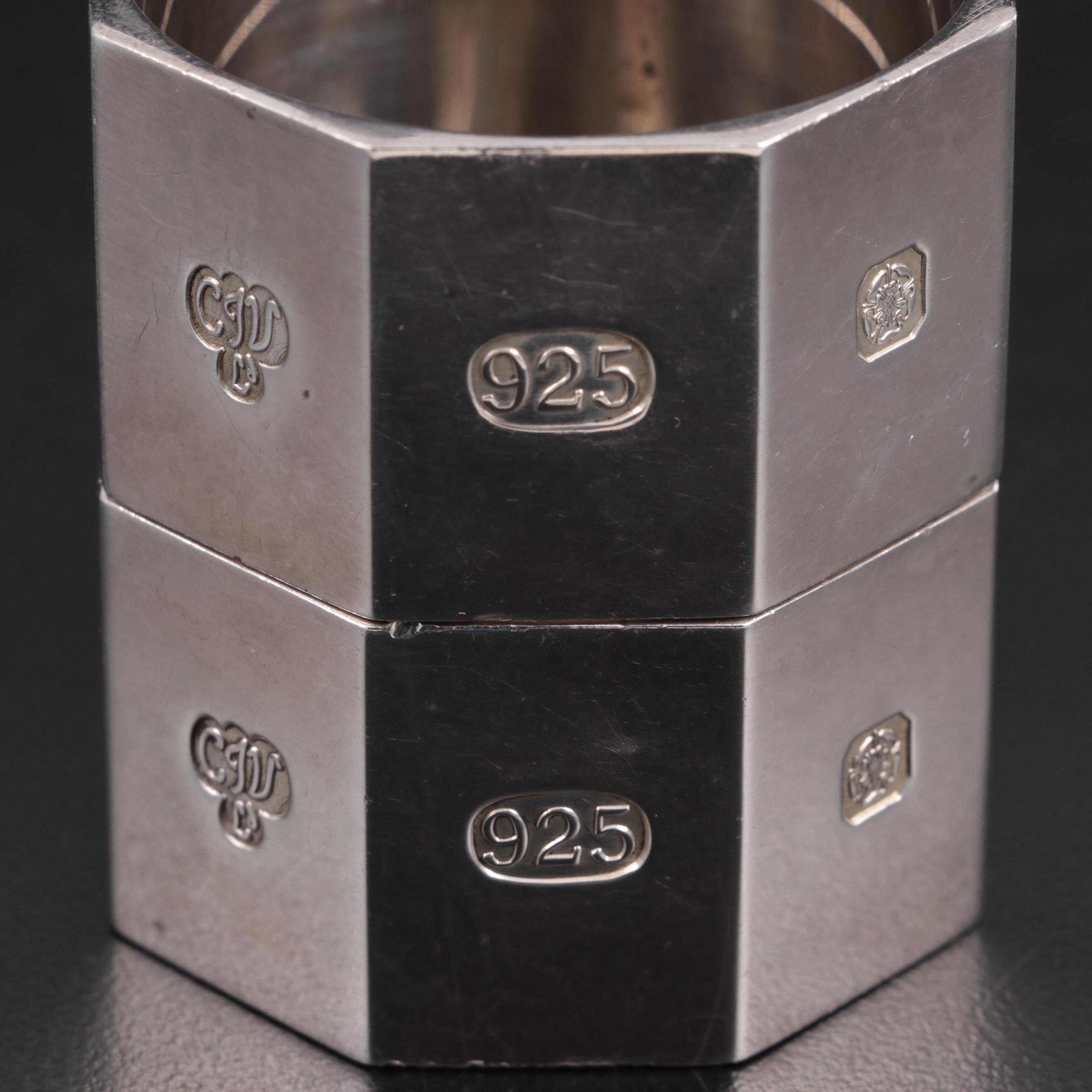 Joseph Gloster and C.J. Vander English Sterling Silver Napkin Rings