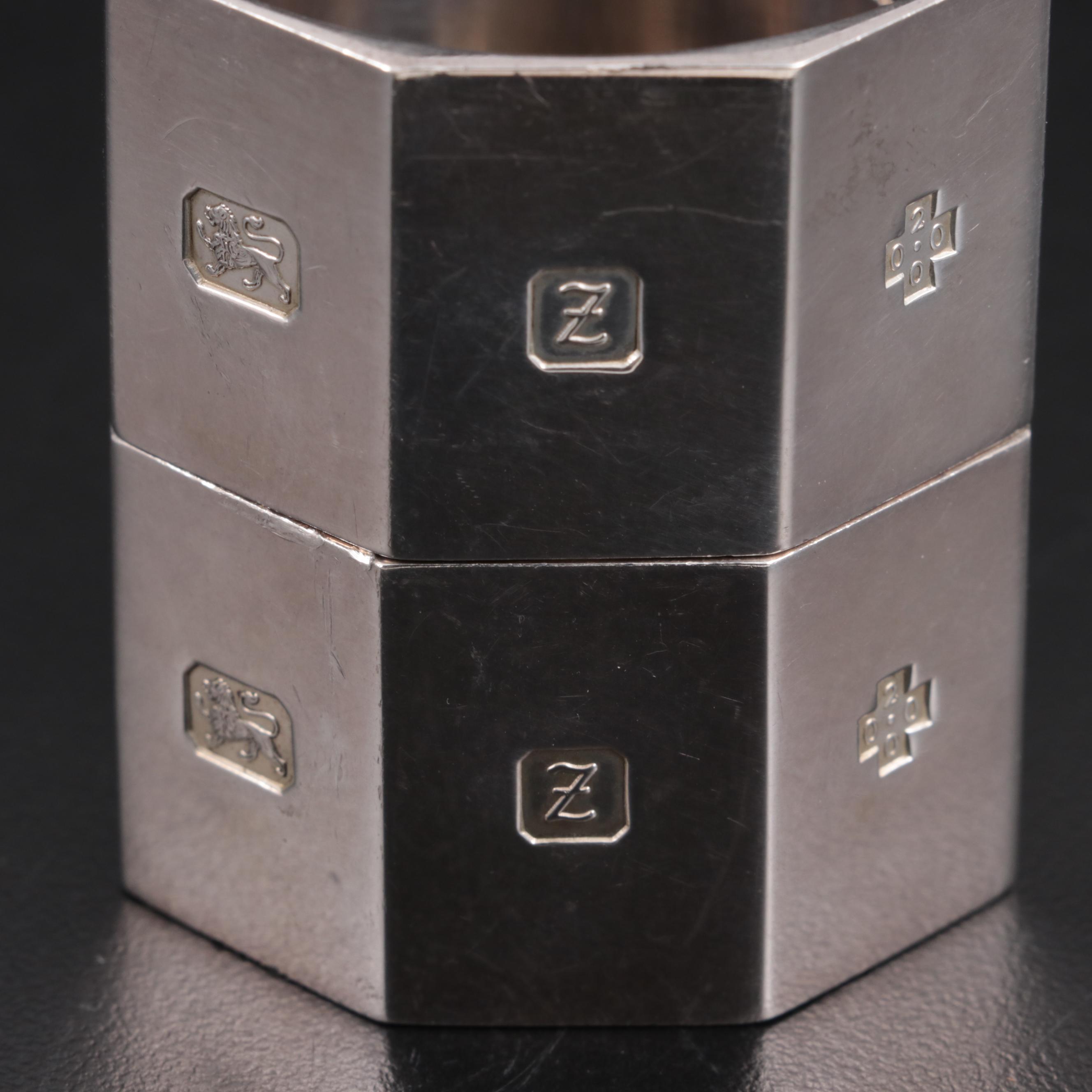 Joseph Gloster and C.J. Vander English Sterling Silver Napkin Rings