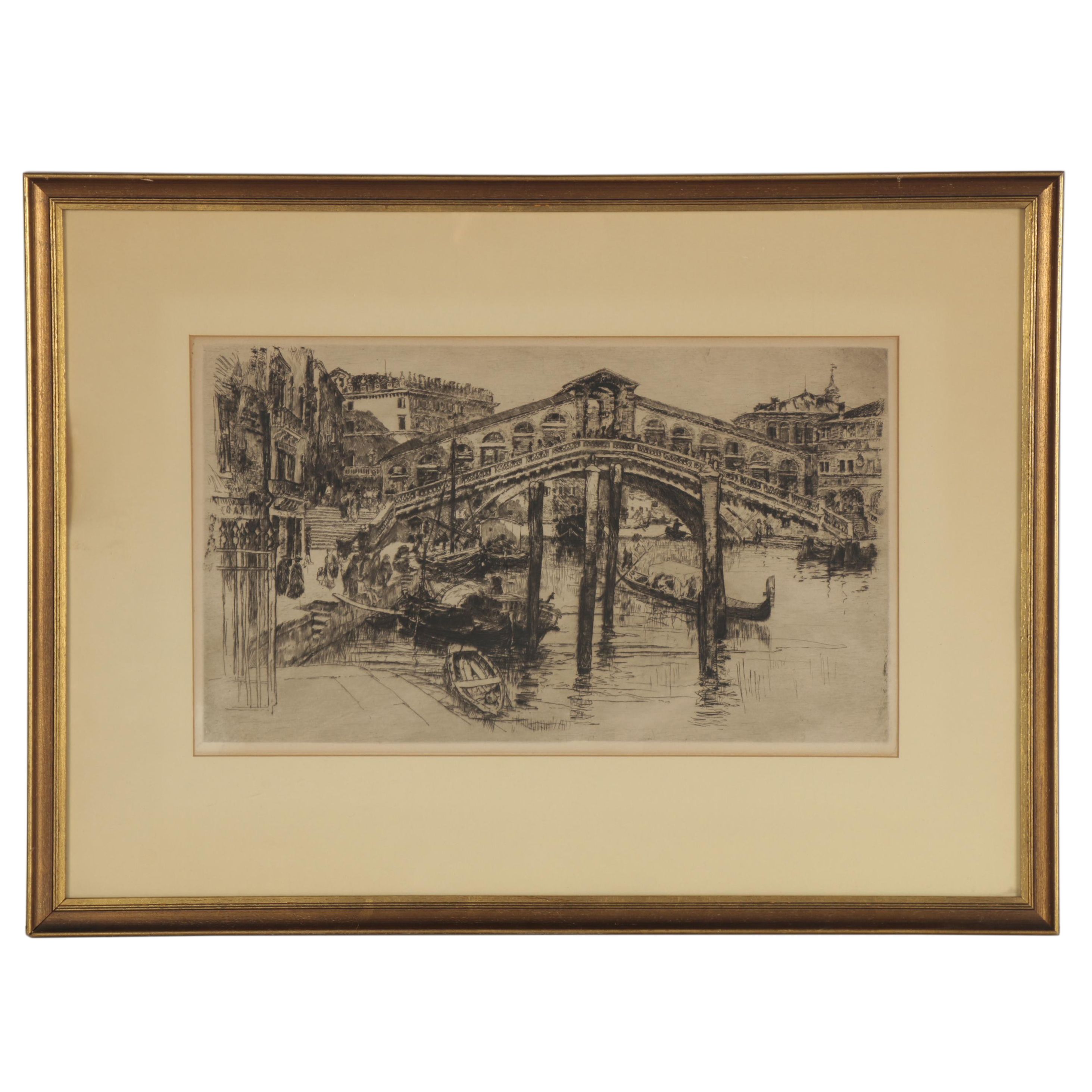 Frank Duveneck and Herman Henry Wessel Etching "The Rialto, Venice"