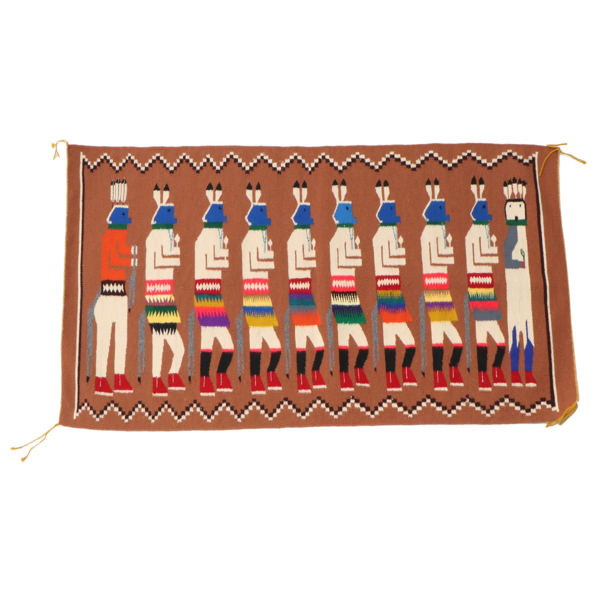 Mexican Pictorial "Yei Bi Chei" Style Wool Wall Hanging