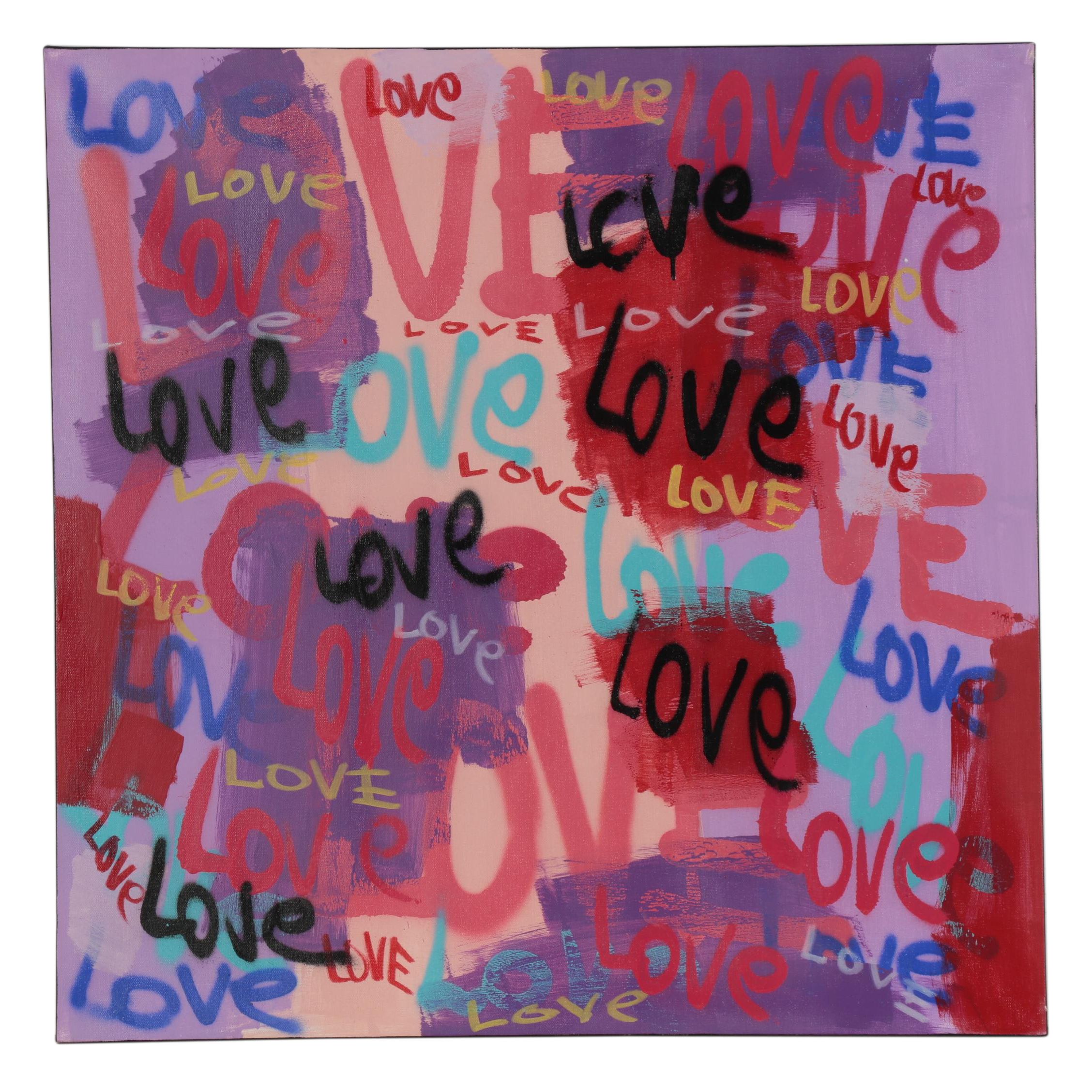 R.C. Raynor Graffiti Style Mixed Media Painting, 21st century