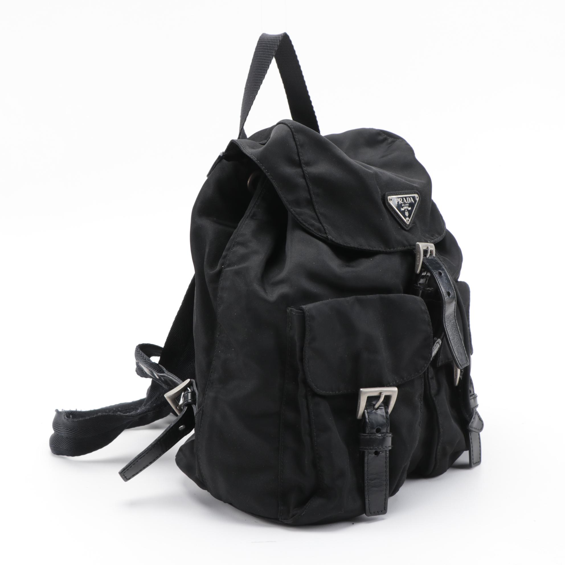Prada Black Tessuto Nylon Drawstring Backpack