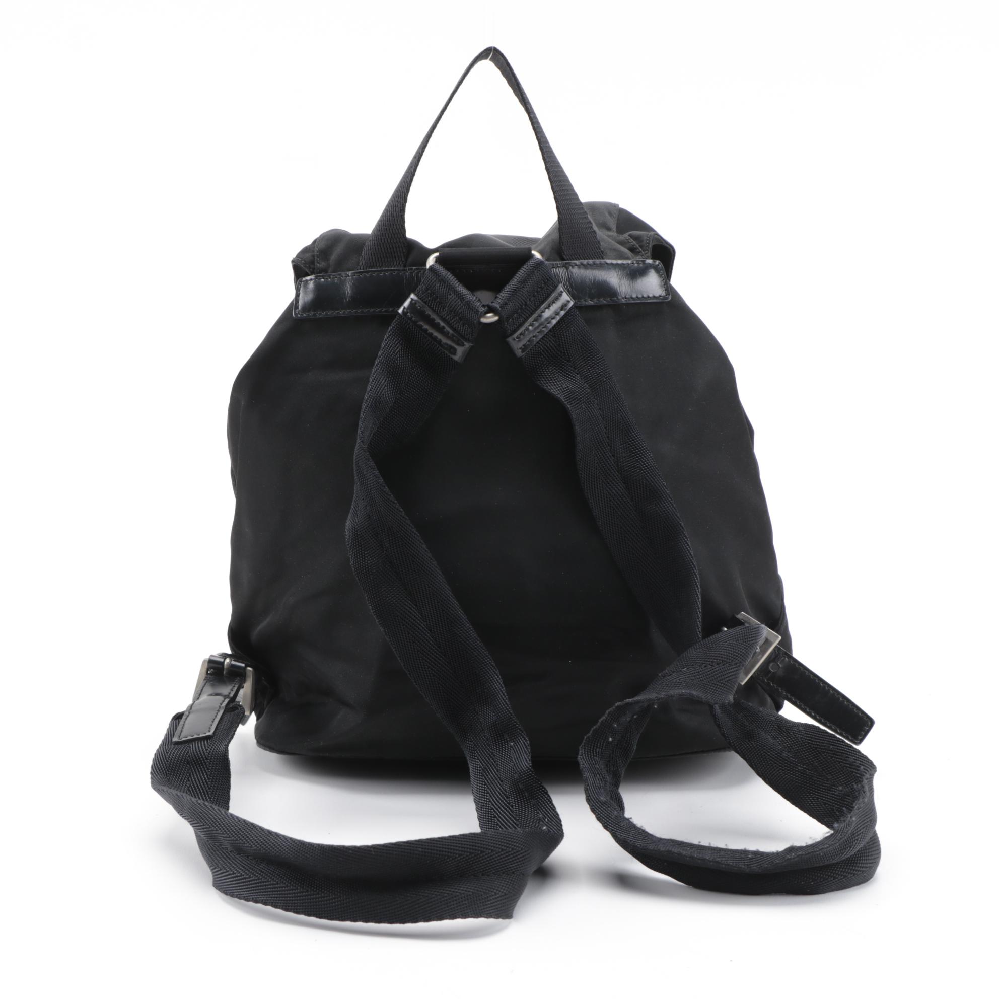Prada Black Tessuto Nylon Drawstring Backpack
