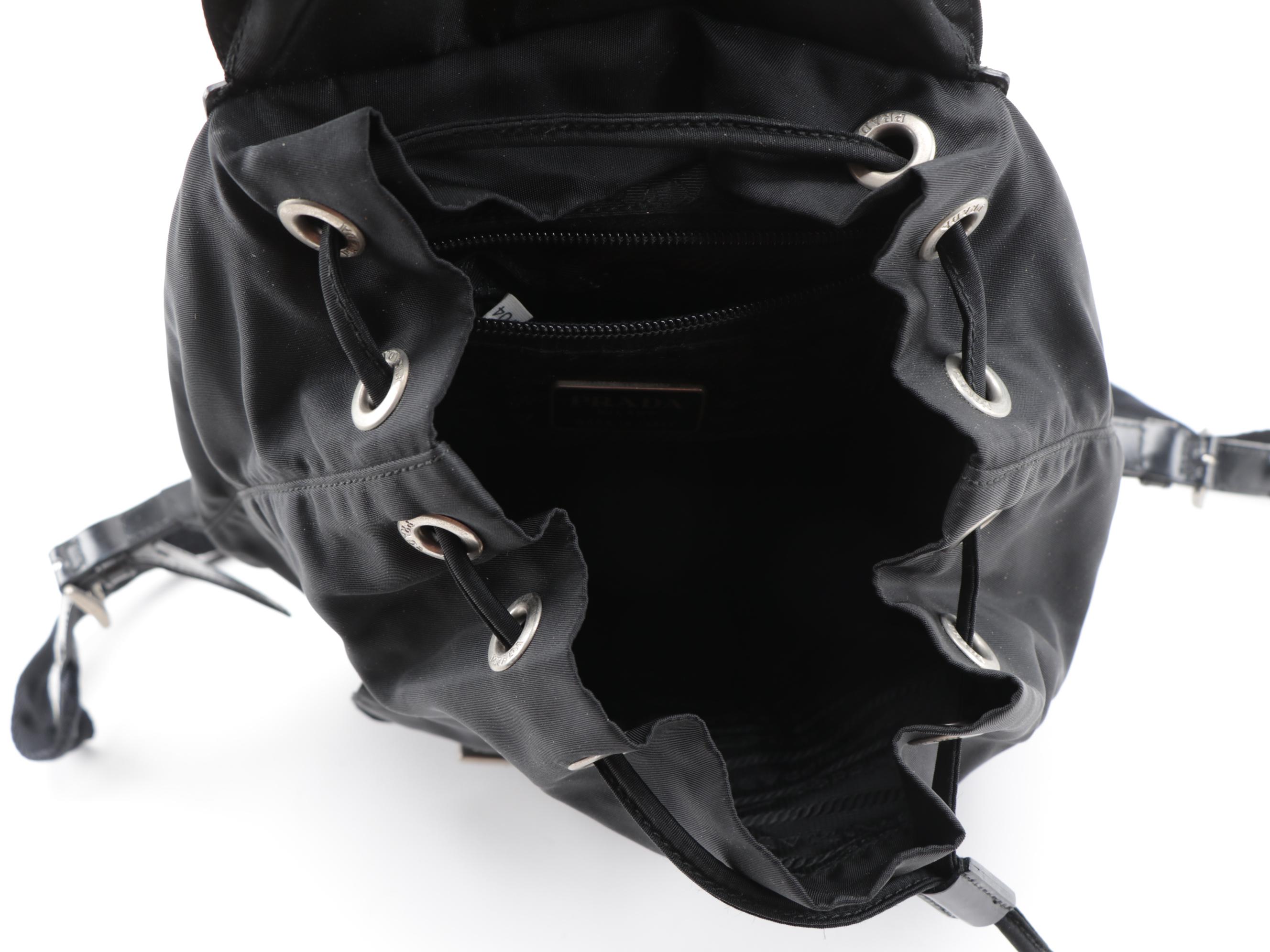 Prada Black Tessuto Nylon Drawstring Backpack