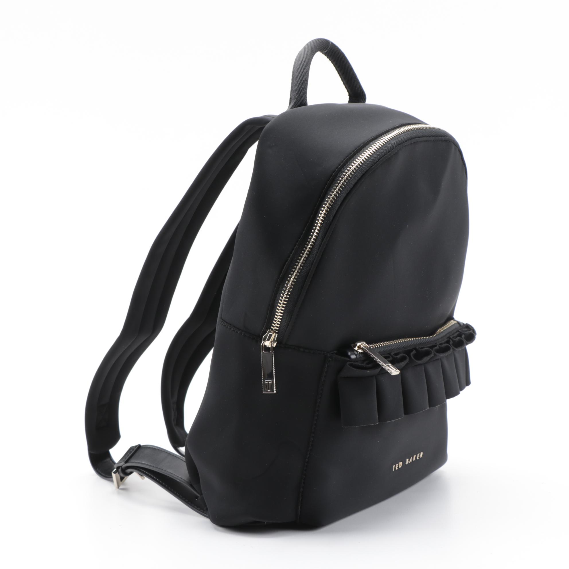 Ted Baker Black Neoprene Cartridge Pleat Backpack