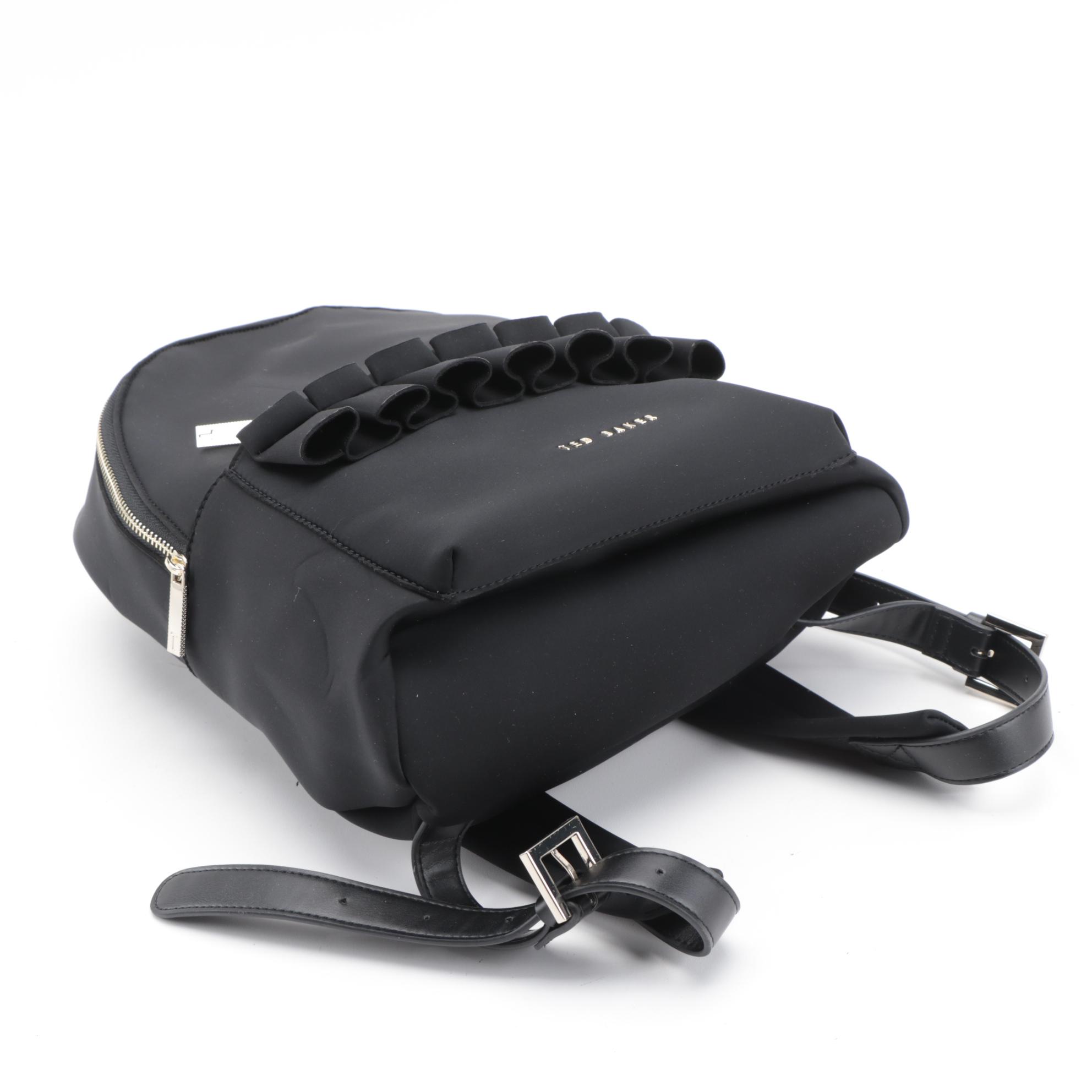 Ted Baker Black Neoprene Cartridge Pleat Backpack