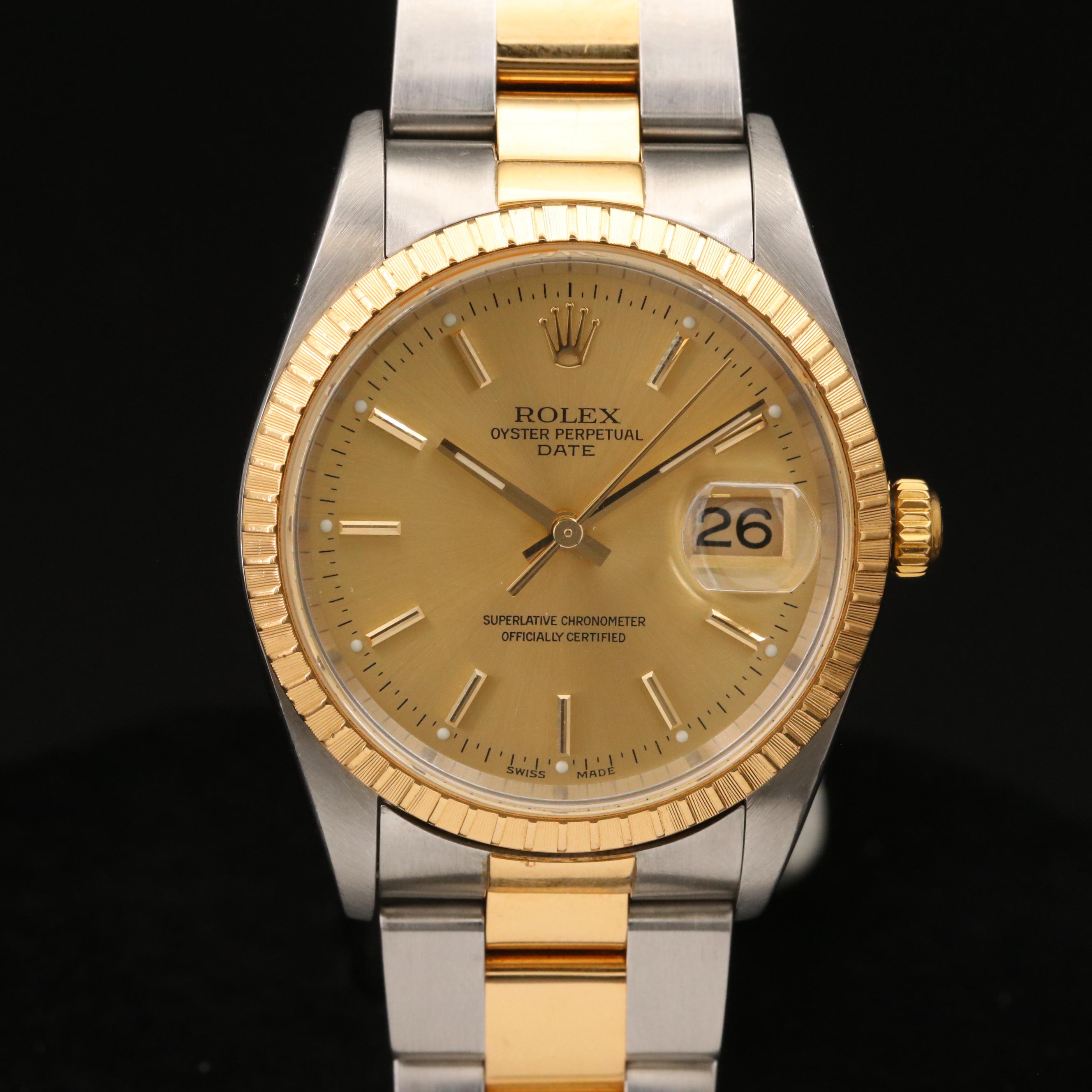 2001 Rolex Date 18K Gold and Stainless Steel Automatic Watch