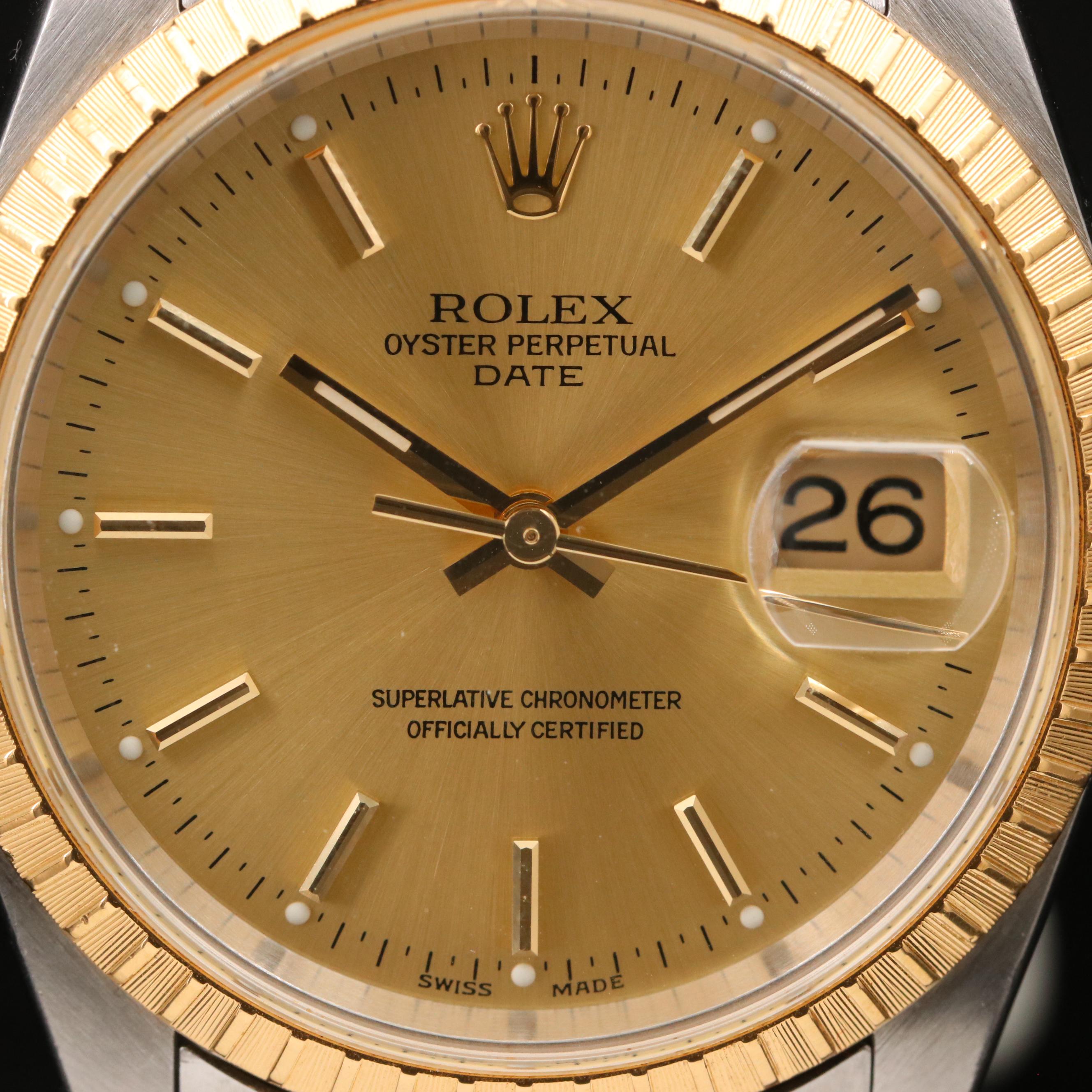 2001 Rolex Date 18K Gold and Stainless Steel Automatic Watch