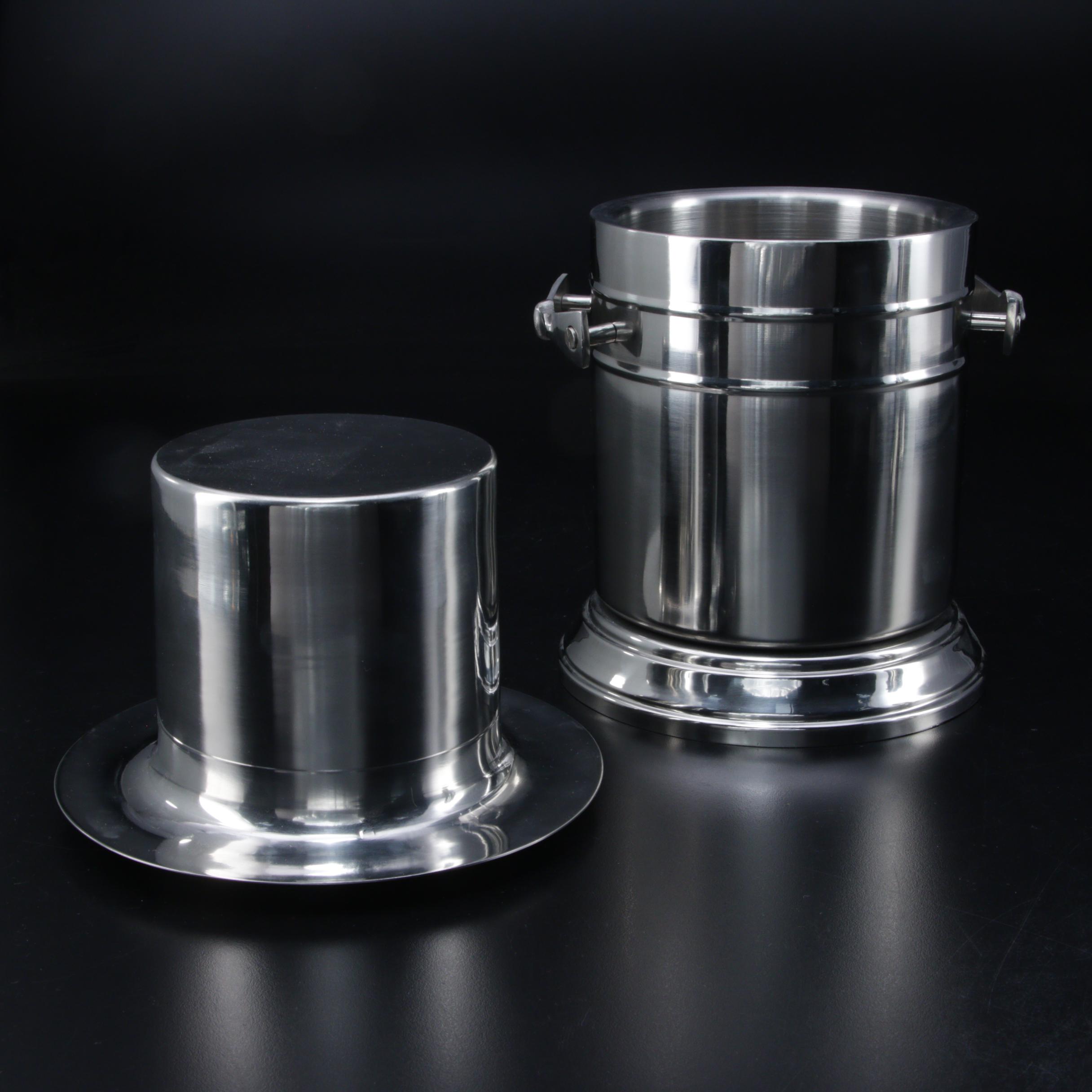 Max Studio Top Hat Motif Stainless Steel Ice Bucket, Jigger and Shaker