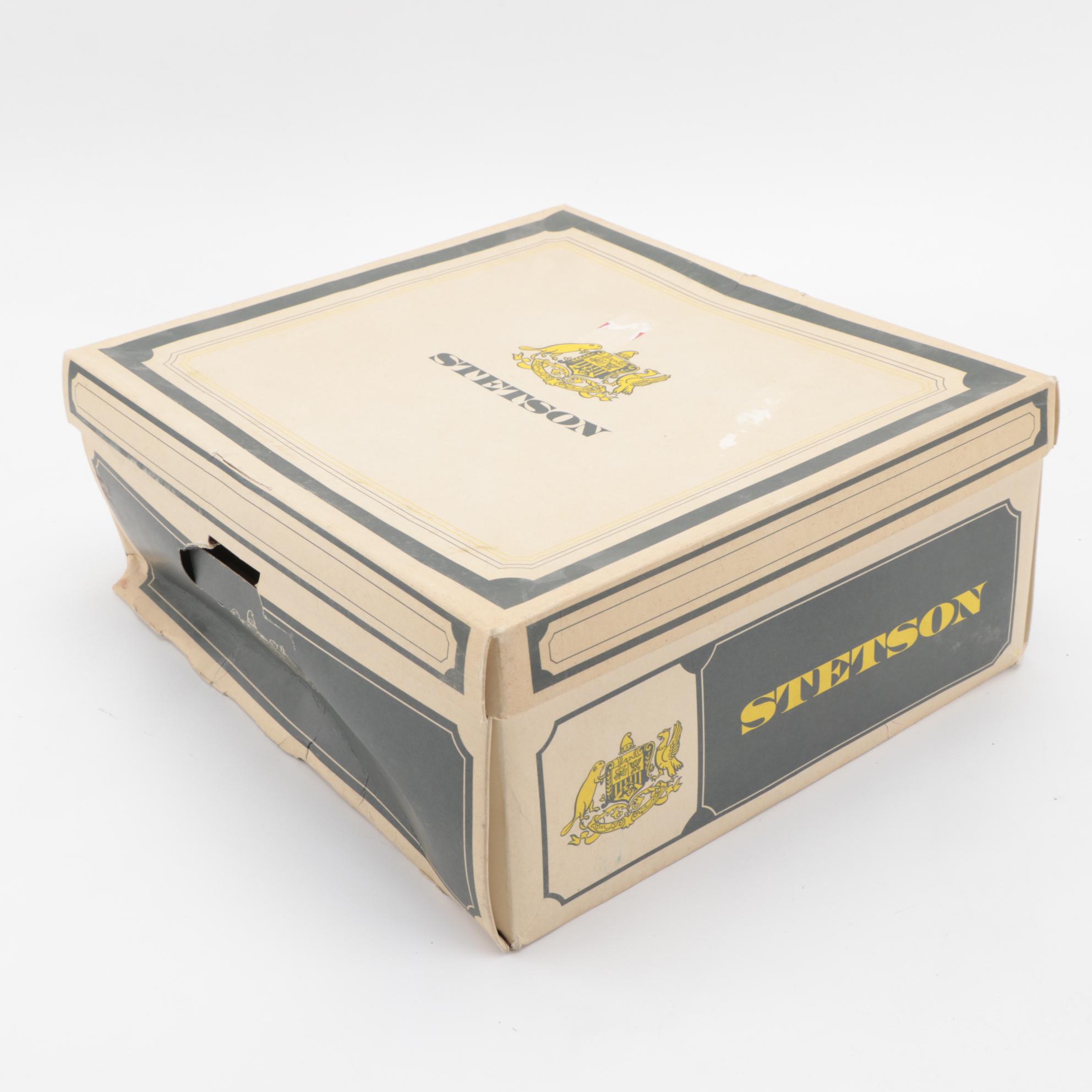 Men's Stetson Green Felt Trilby Hat and Feather Hat Band