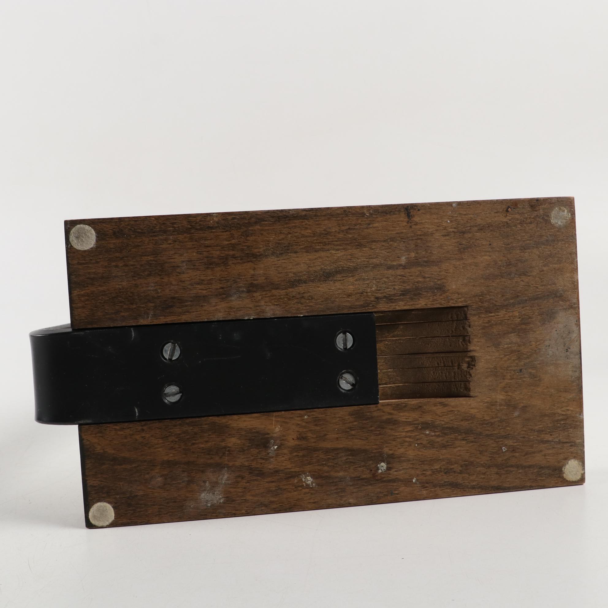 Vintner Brass and Oak Wine Opener with Cast Iron Walnut Stand