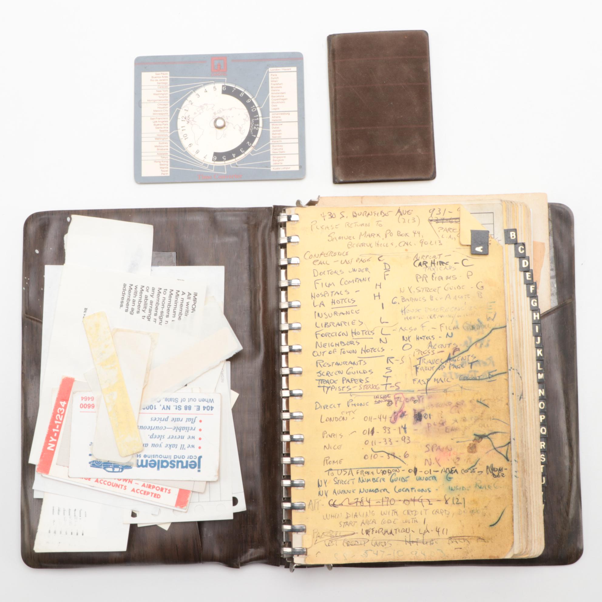 Samuel Marx's Personal Address and Phone Book Including Celebrities