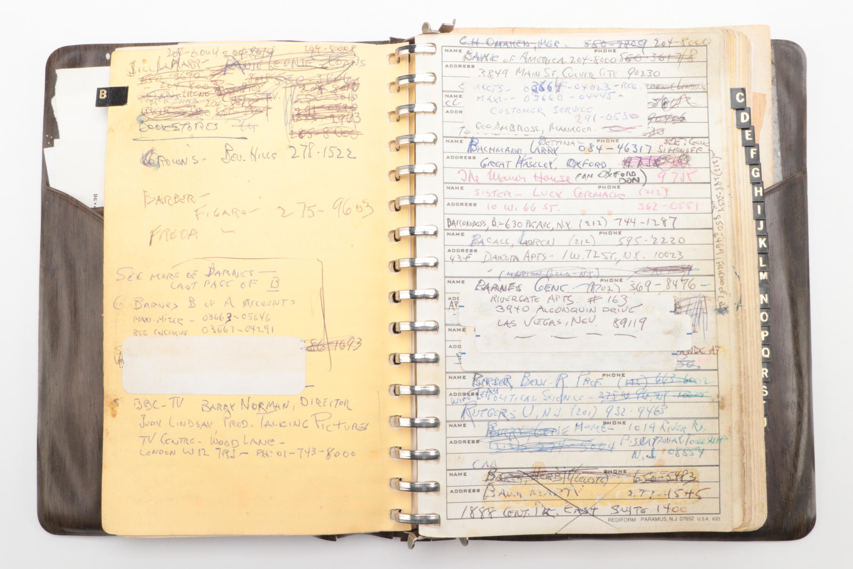 Samuel Marx's Personal Address and Phone Book Including Celebrities