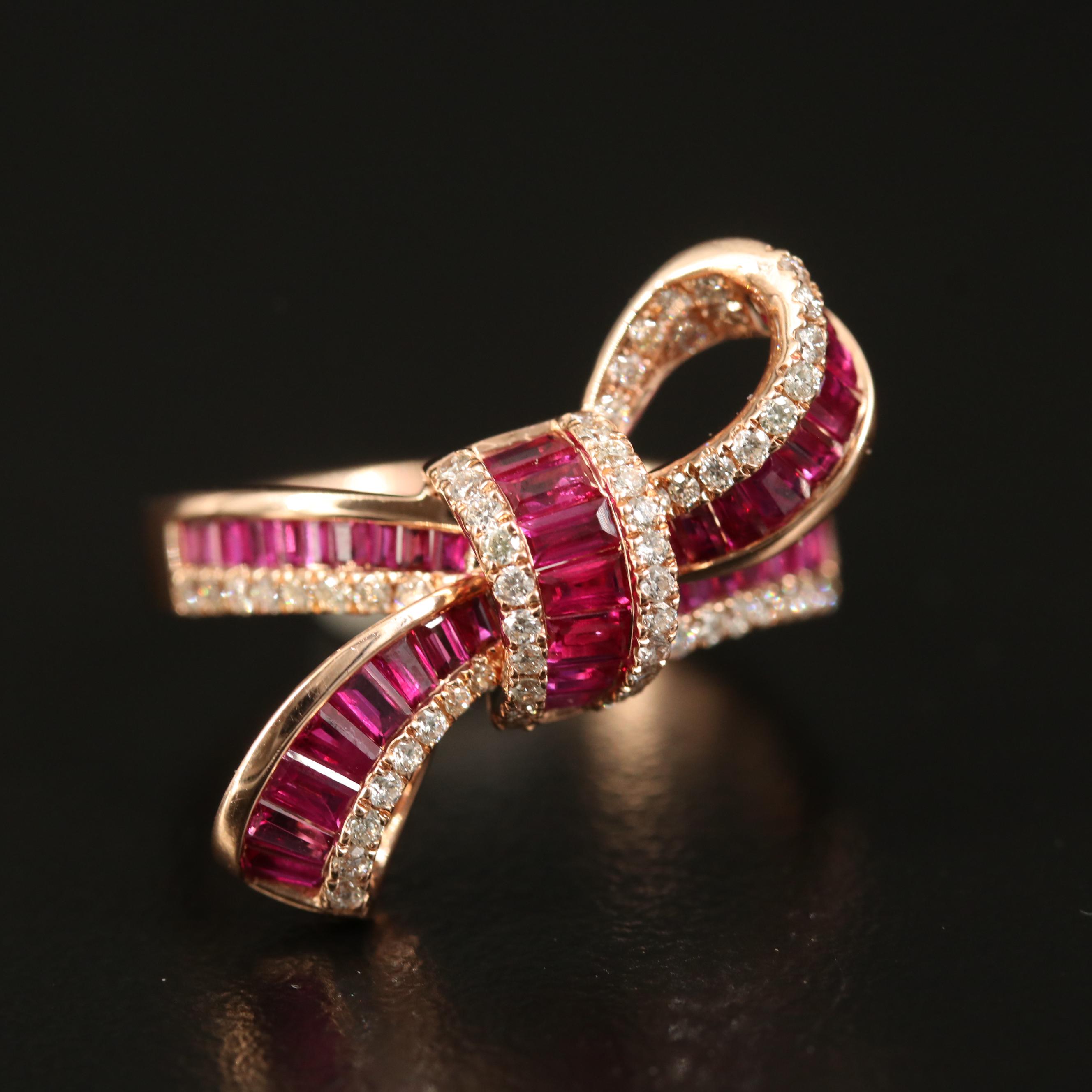 EFFY 14K Ruby and Diamond Bow Ring