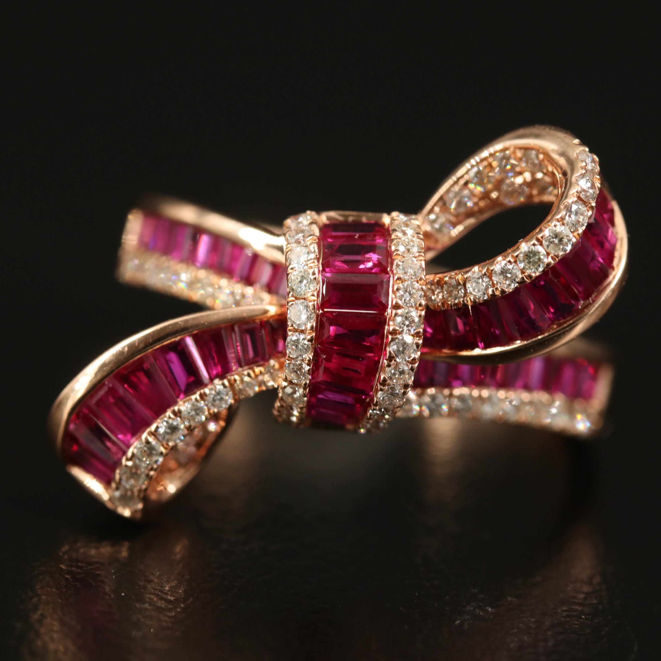EFFY 14K Ruby and Diamond Bow Ring
