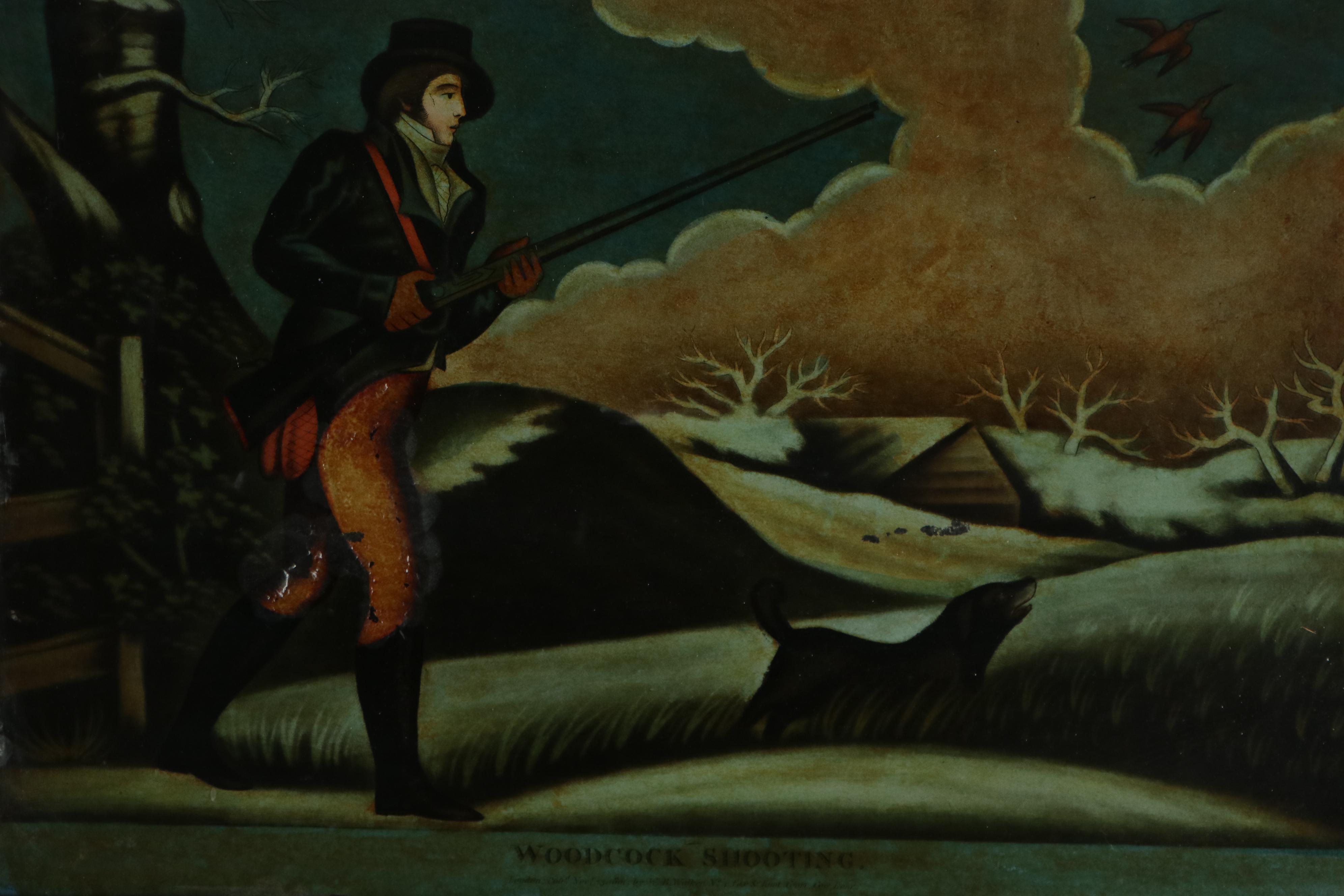 Hand-Colored Lithograph "Woodcock Shooting", Early 19th Century